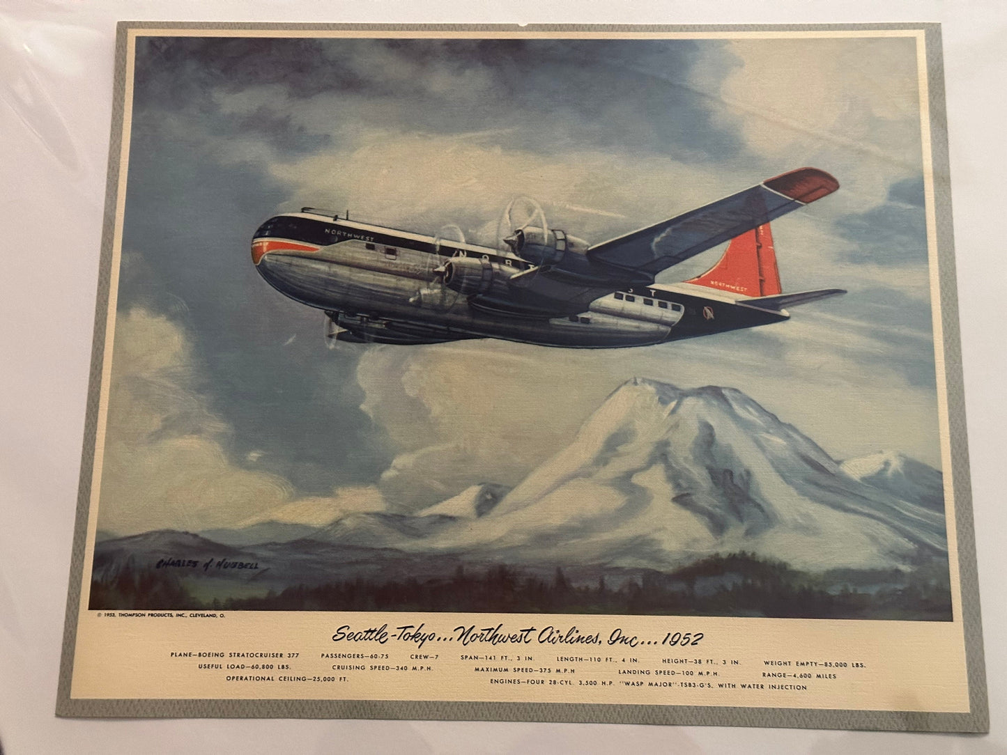 Original 1953 Lithograph of a Plane from Thompson Products INC | Home Decor