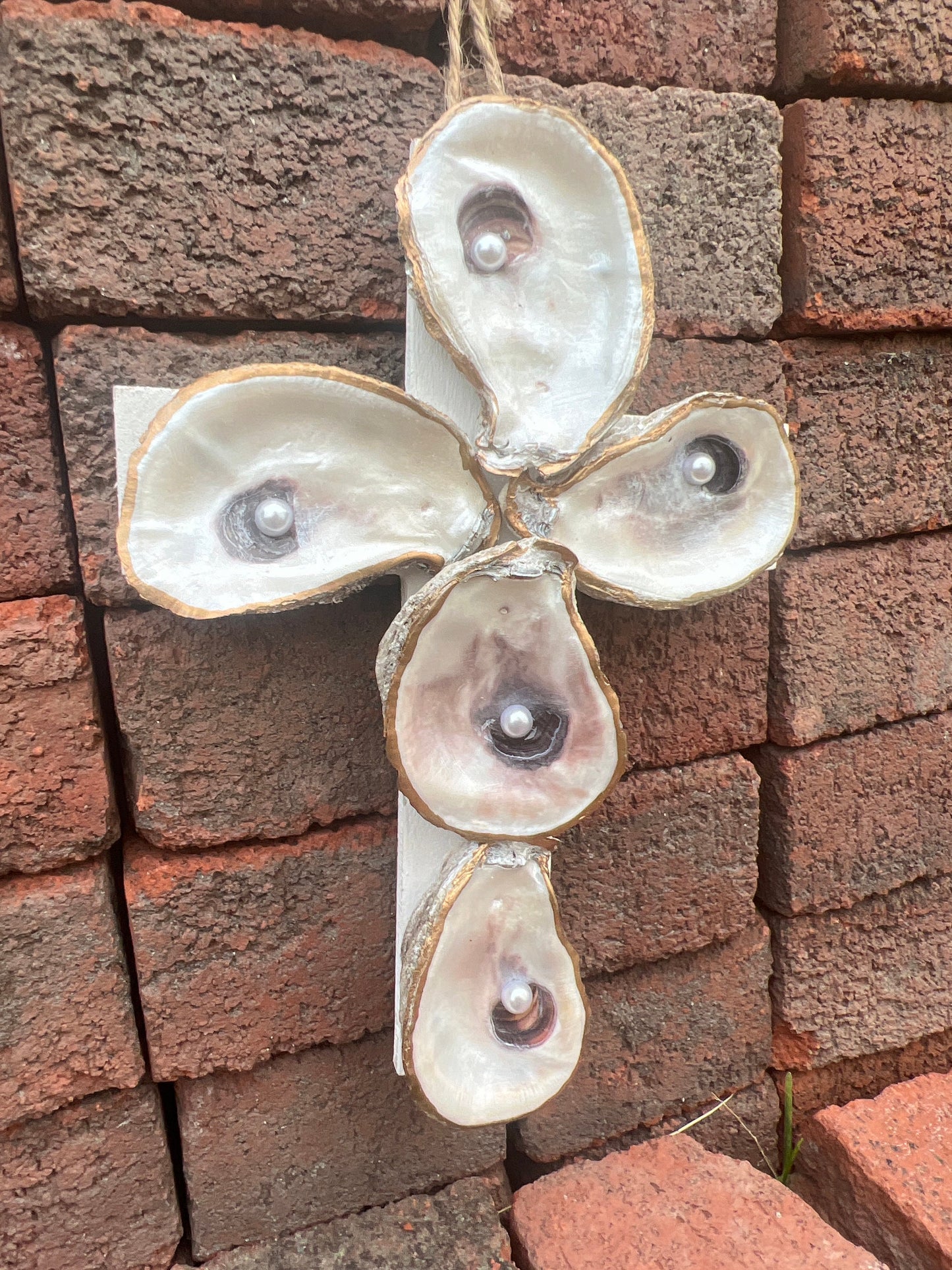 Seashell Serenity: Handcrafted Oyster Shell Cross - Beautiful Blend of Nature and Faith