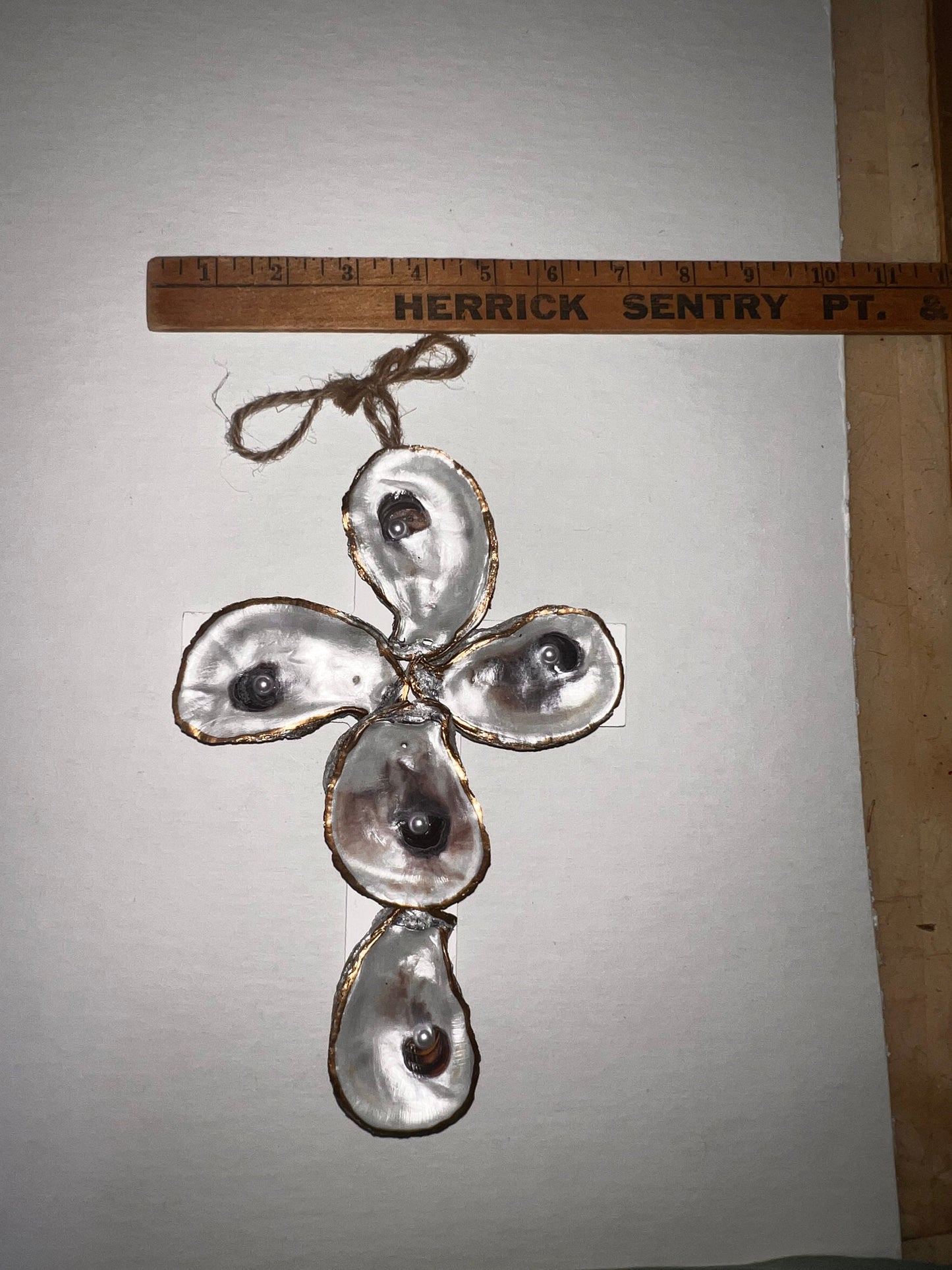 Seashell Serenity: Handcrafted Oyster Shell Cross - Beautiful Blend of Nature and Faith