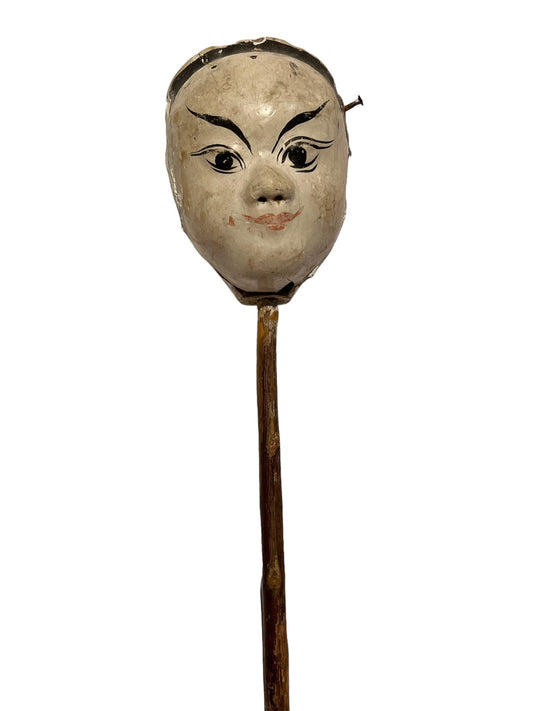 Vintage Asian folk art stick puppet, hand painted, collectable, hand puppet