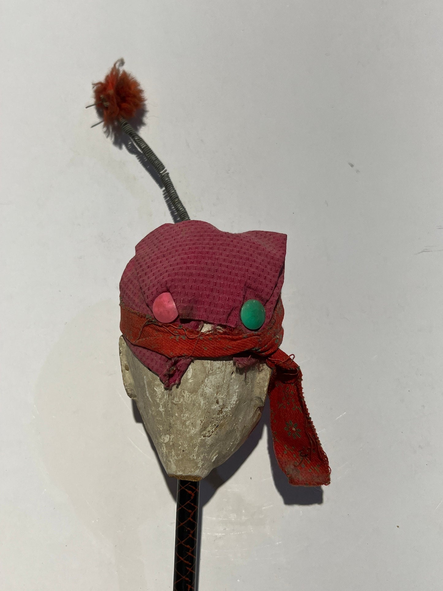 Vintage Asian folk art stick puppet, hand painted, collectable, hand puppet