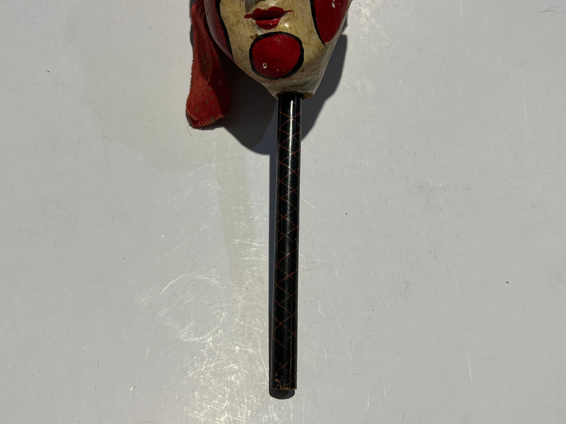 Vintage Asian folk art stick puppet, hand painted, collectable, hand puppet