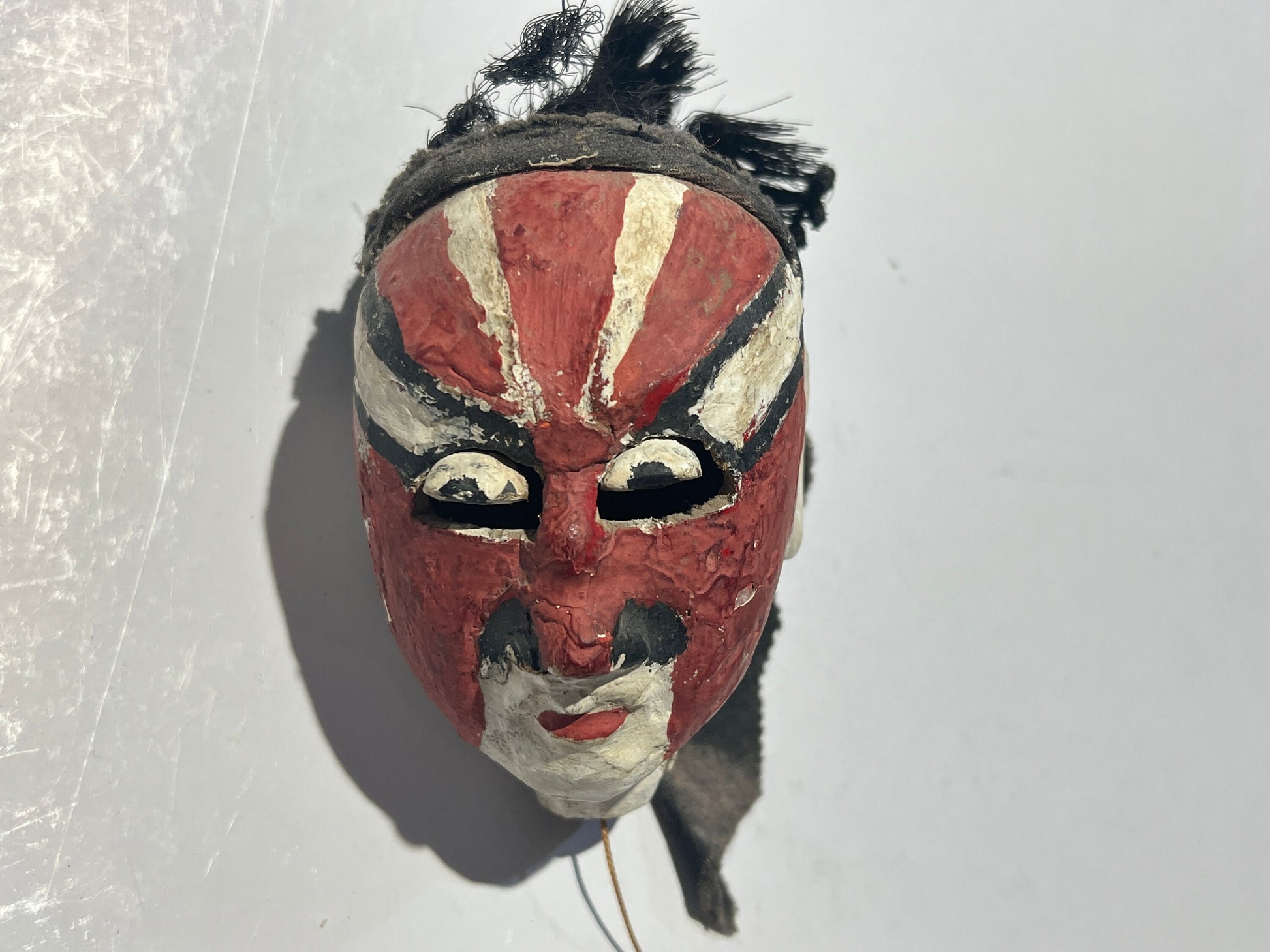 Vintage Asian folk art stick puppet, hand painted, collectable, hand puppet