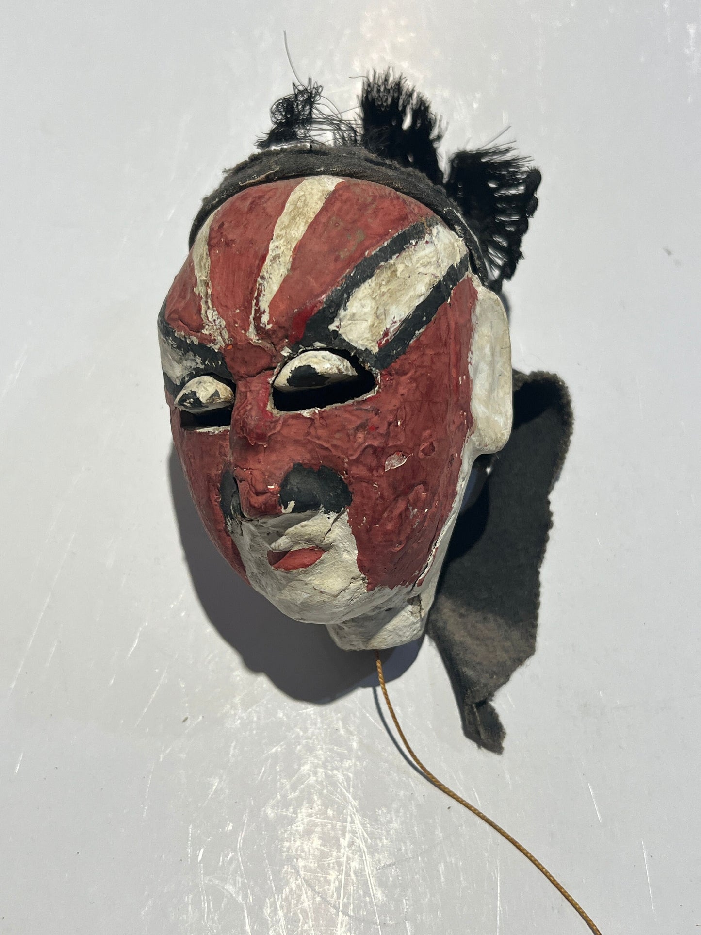 Vintage Asian folk art stick puppet, hand painted, collectable, hand puppet