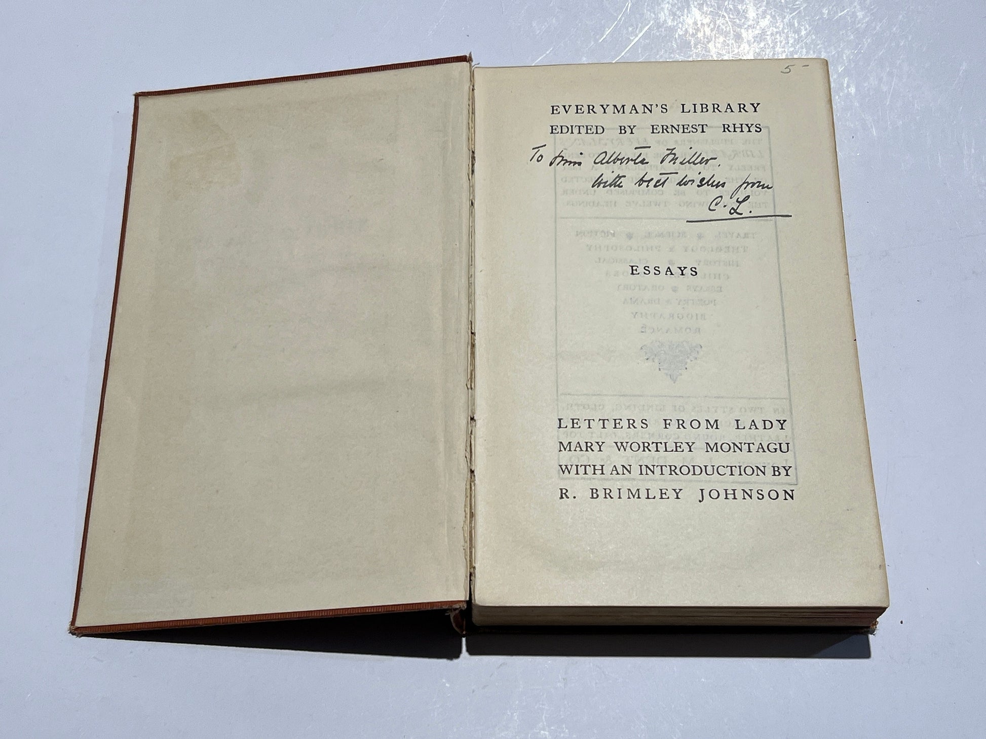 Letters from the Right Honourable Lady Mary Wortley Montagu 1709 to 1762 | Everyman's Library Essays | J. M. Dent E. P. Dutton | 1934