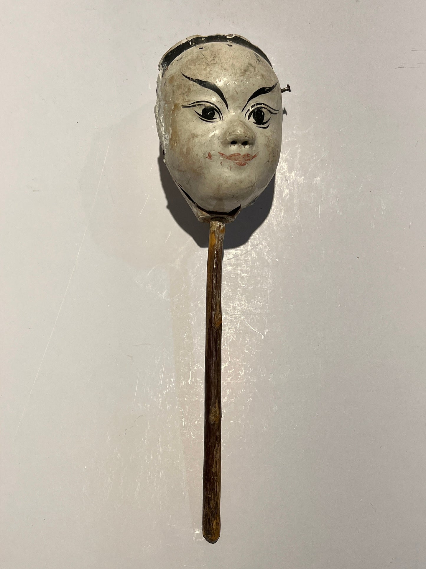 Vintage Asian folk art stick puppet, hand painted, collectable, hand puppet