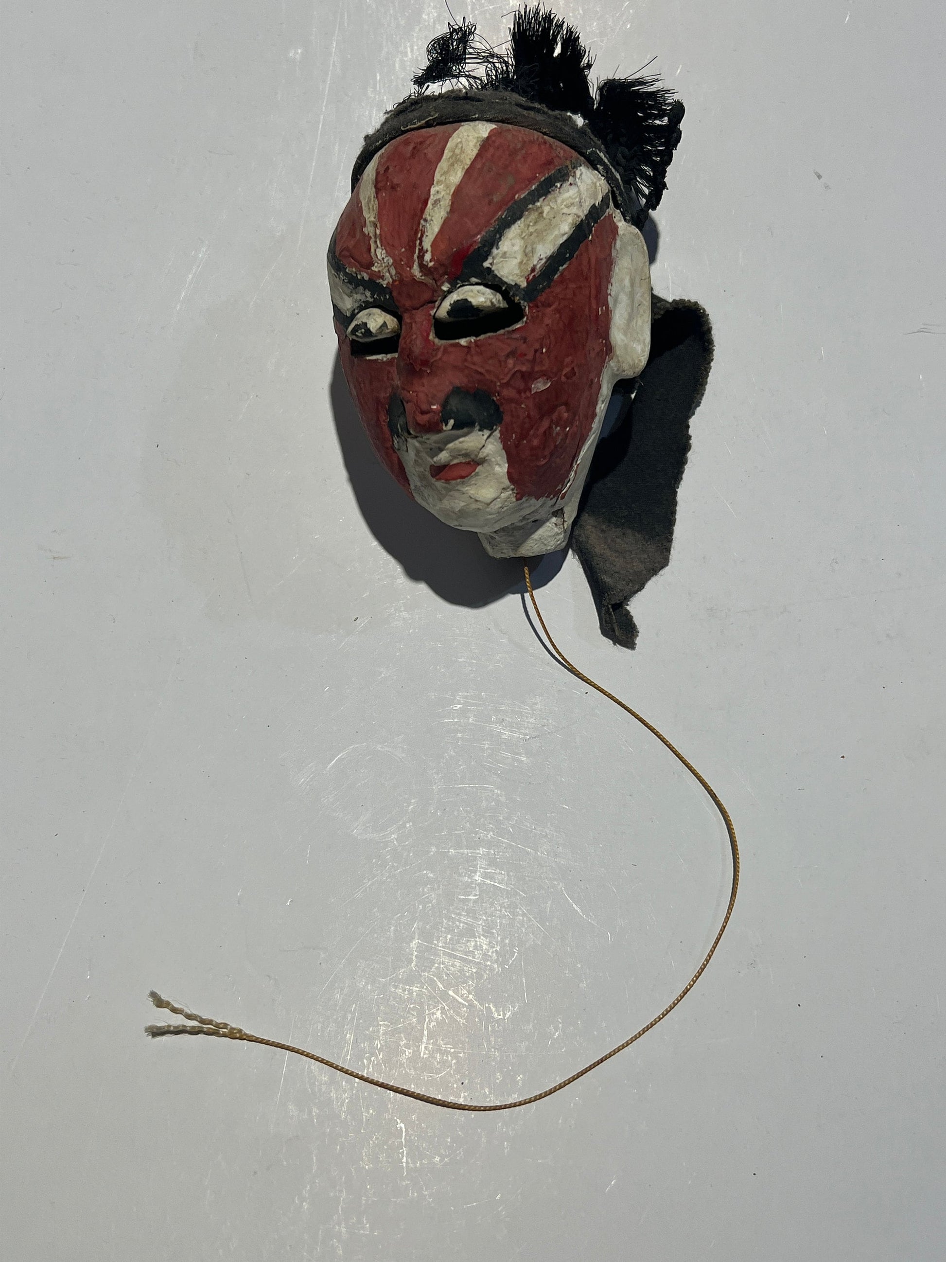 Vintage Asian folk art stick puppet, hand painted, collectable, hand puppet