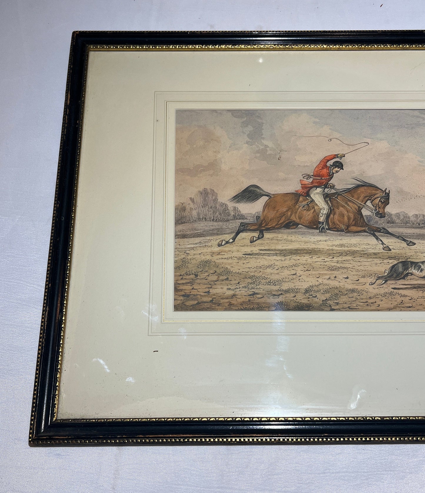 Henry Thomas Alken | Hand Colored Lithograph | 18th Century Sporting Painting | Glass Frame | Home Decor