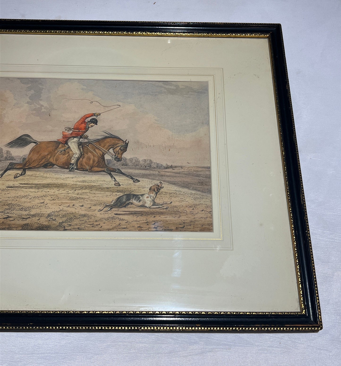 Henry Thomas Alken | Hand Colored Lithograph | 18th Century Sporting Painting | Glass Frame | Home Decor