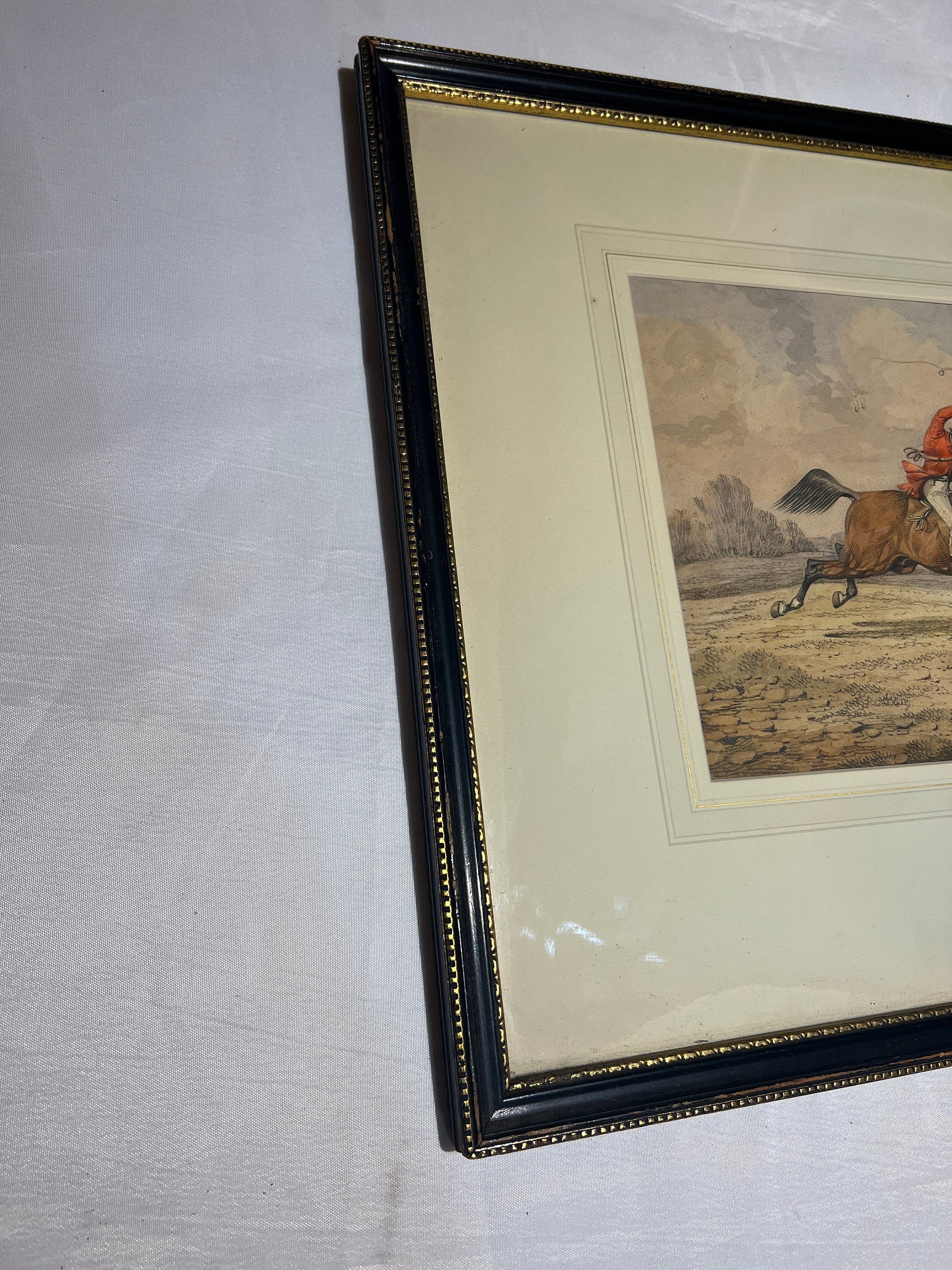 Henry Thomas Alken | Hand Colored Lithograph | 18th Century Sporting Painting | Glass Frame | Home Decor