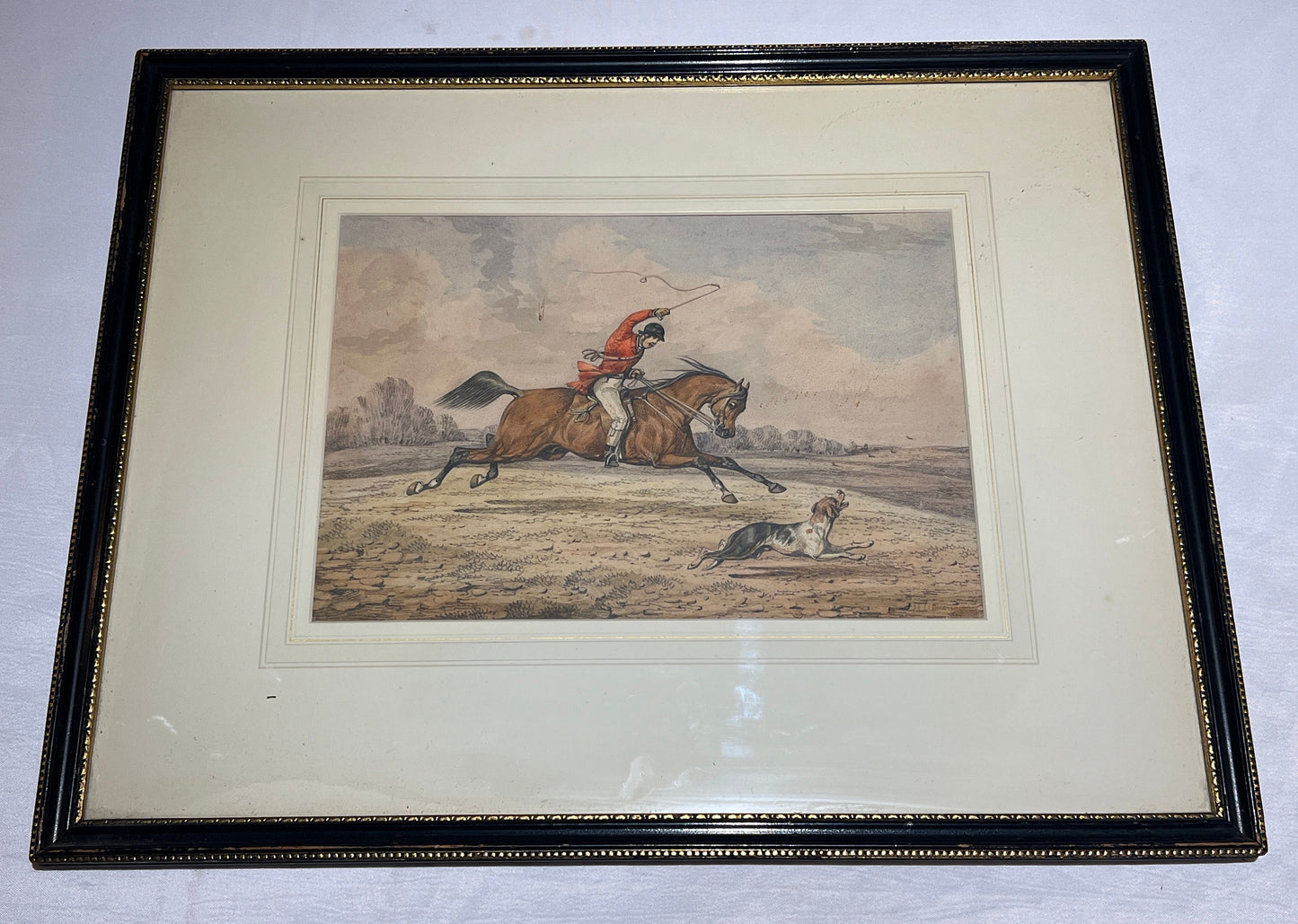 Henry Thomas Alken | Hand Colored Lithograph | 18th Century Sporting Painting | Glass Frame | Home Decor