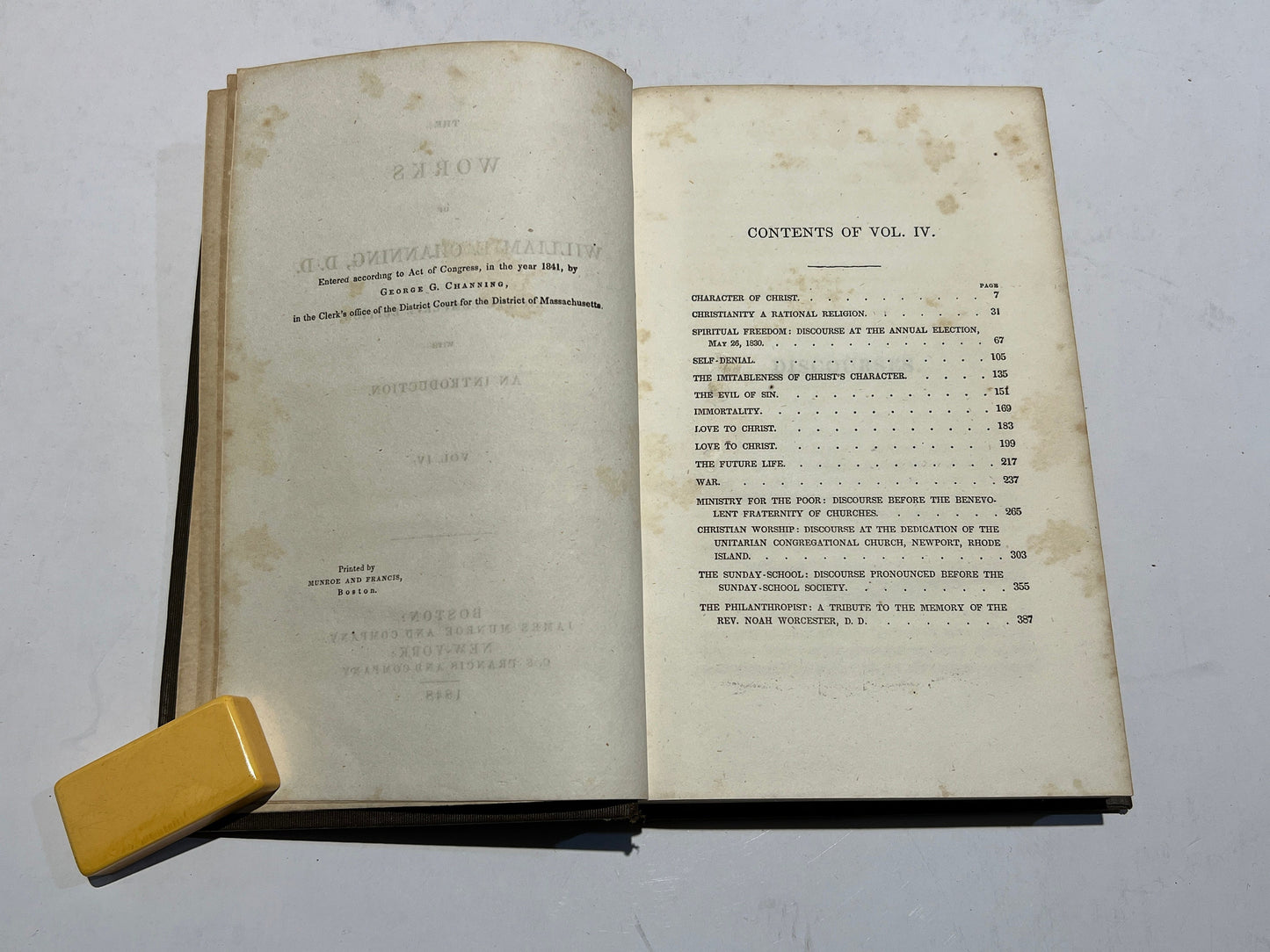 Channing's Works Vol. IV. | Works Of William E. Channing D.D. | 1848 Edition Abolitionist Slavery | Eighth Complete Edition