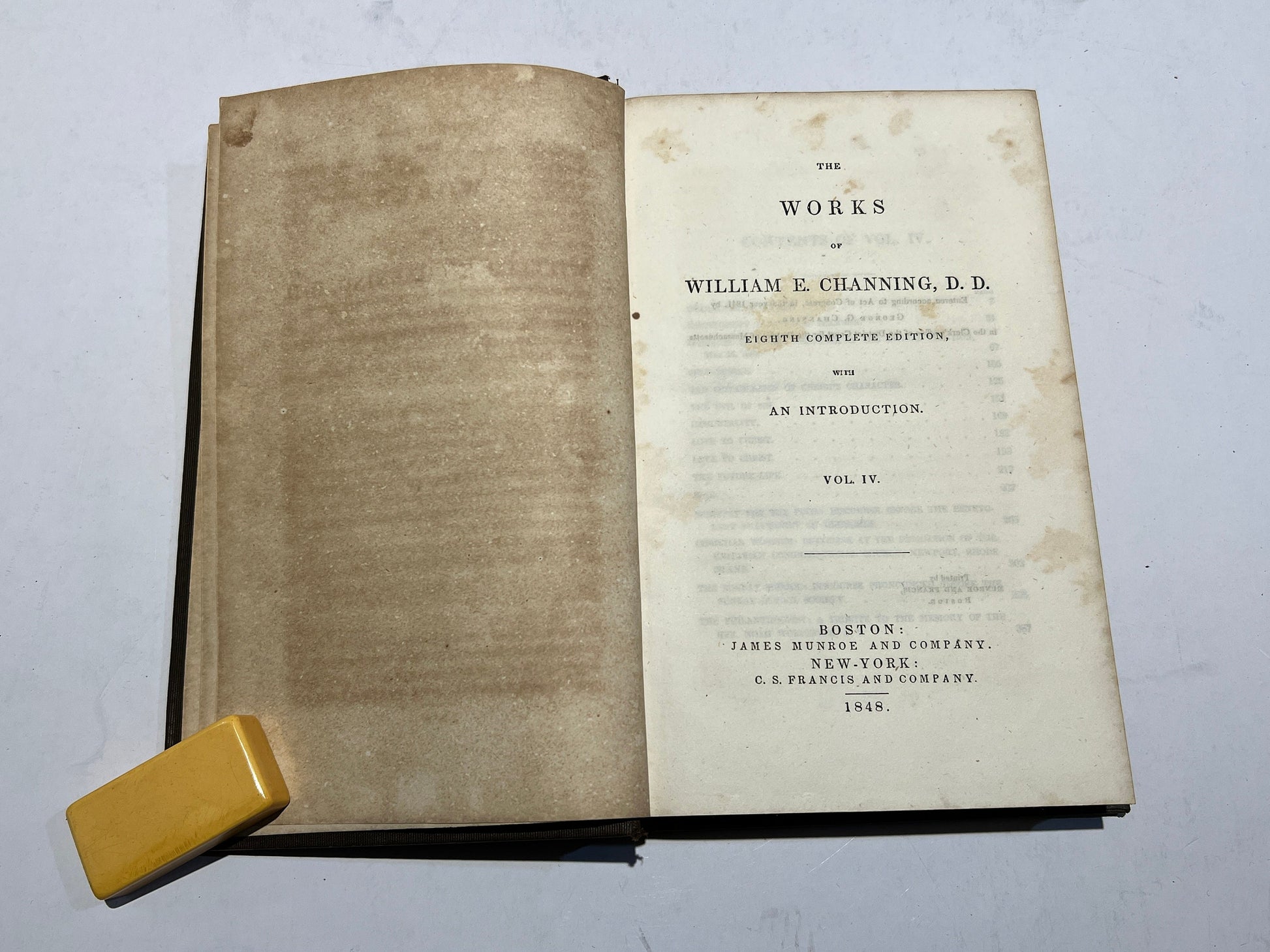 Channing's Works Vol. IV. | Works Of William E. Channing D.D. | 1848 Edition Abolitionist Slavery | Eighth Complete Edition