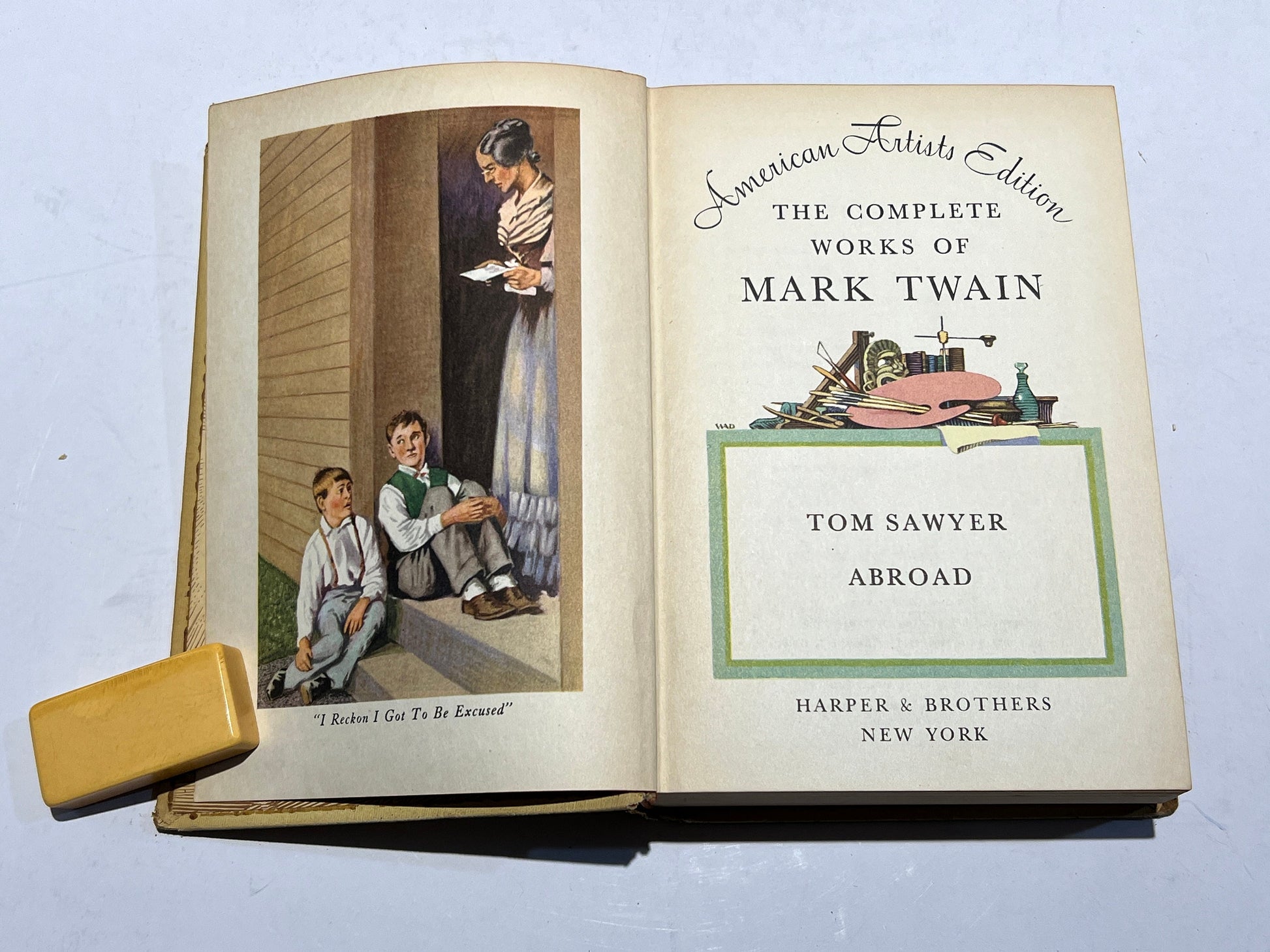 Tom Sawyer Abroad by Mark Twain | 1917 American Artists Edition | Harper Brothers New York | Made In US | Literature & Fiction