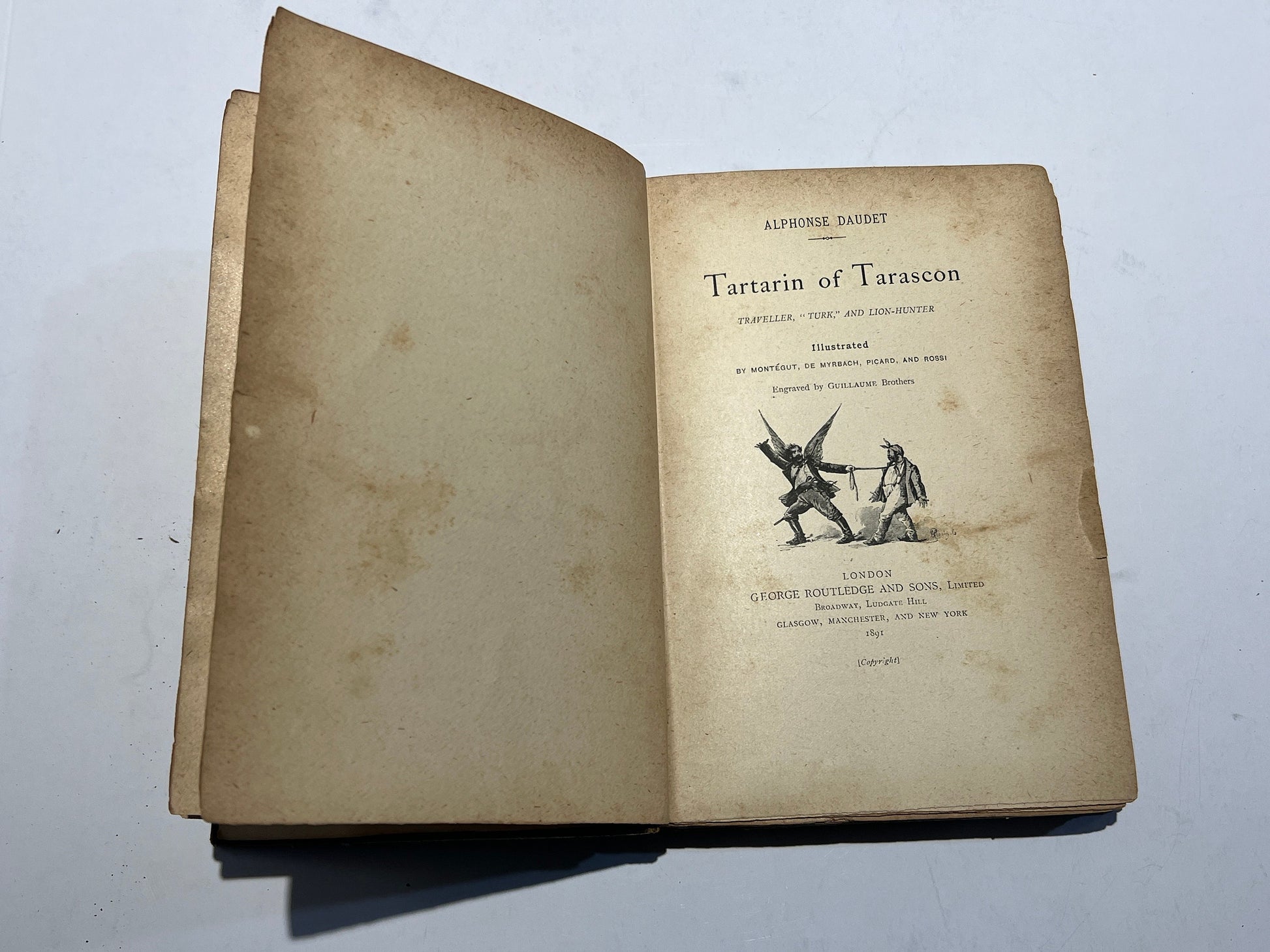 The Prodigious Adventures Of Tartarin Of Tarascon by Alphonse Daudet | 1891 | Antique Book | Routledge & Sons | Illustrated