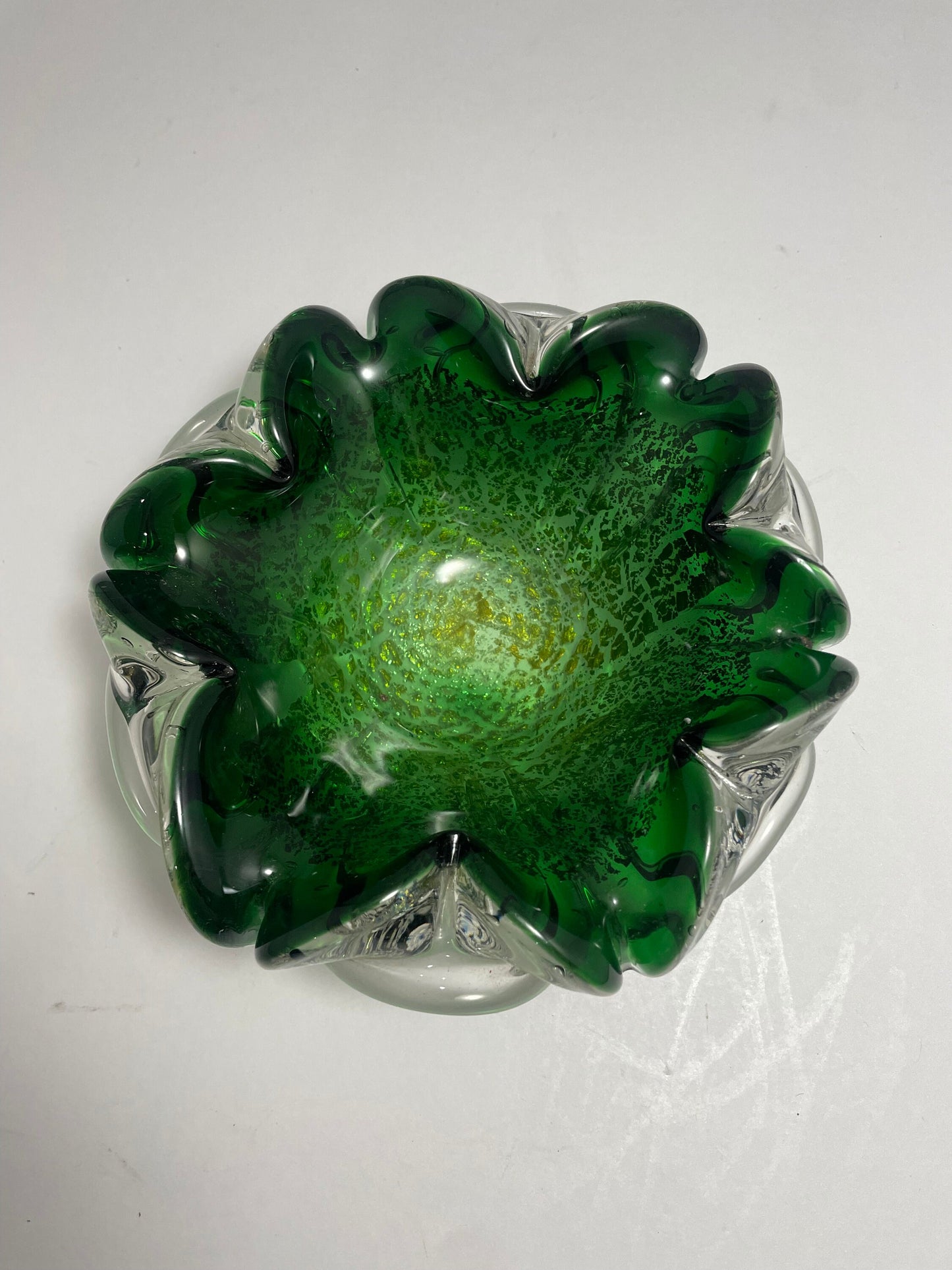 Vintage Murano Glass Green Bowl