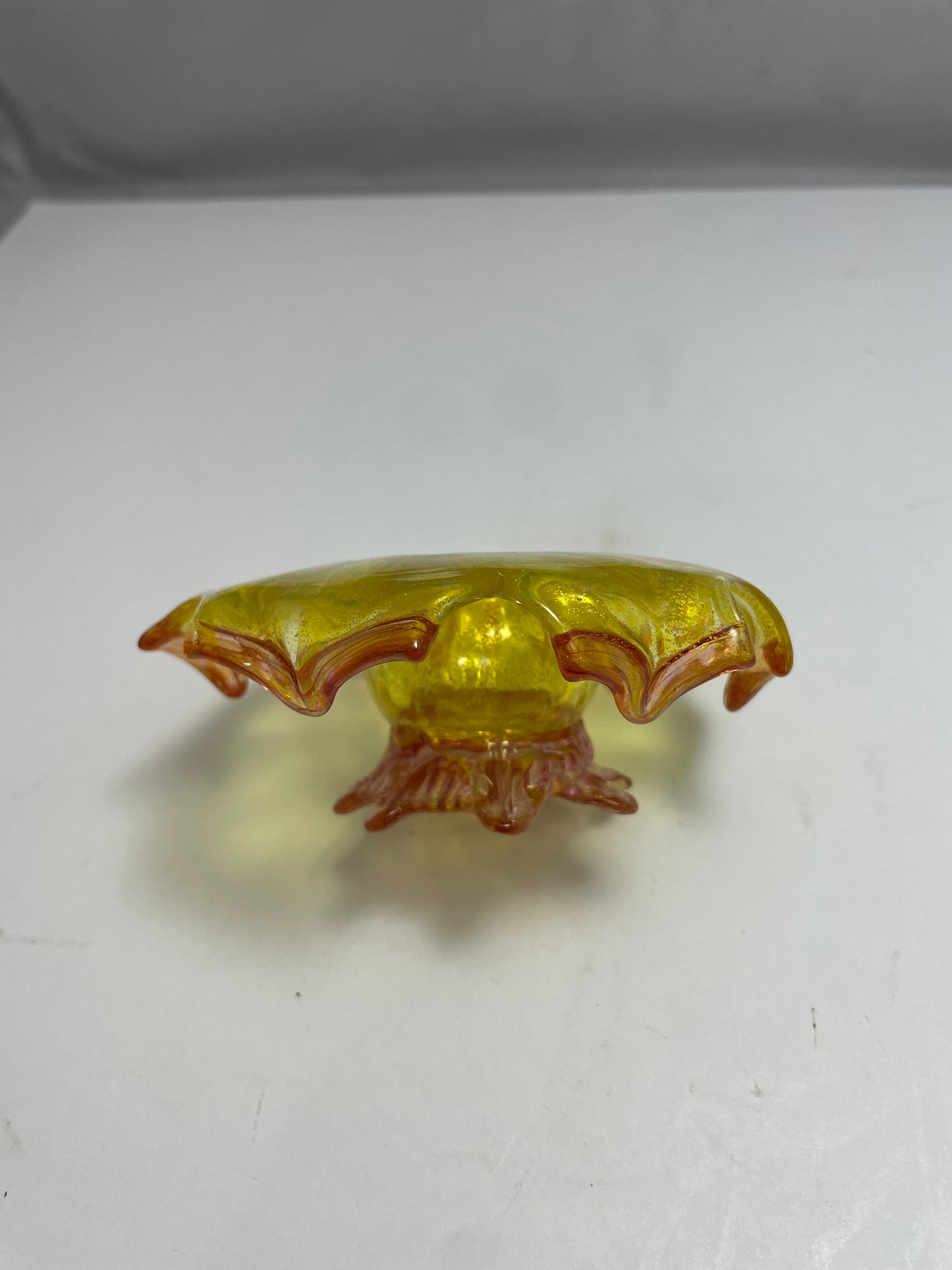 Vintage Yellow and Orange Flower Petal Shaped Murano Dish | Home Decor