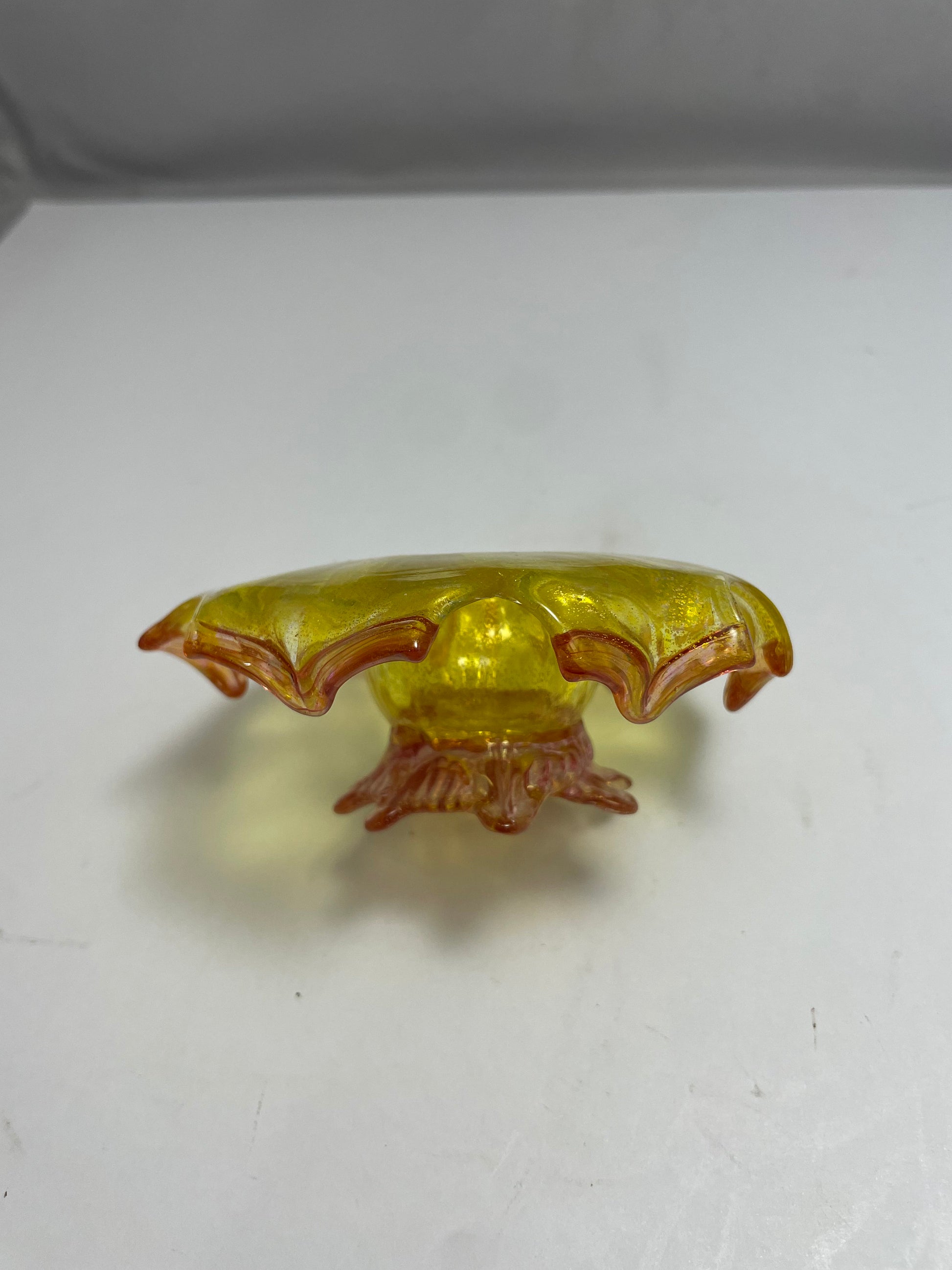 Vintage Yellow and Orange Flower Petal Shaped Murano Dish | Home Decor