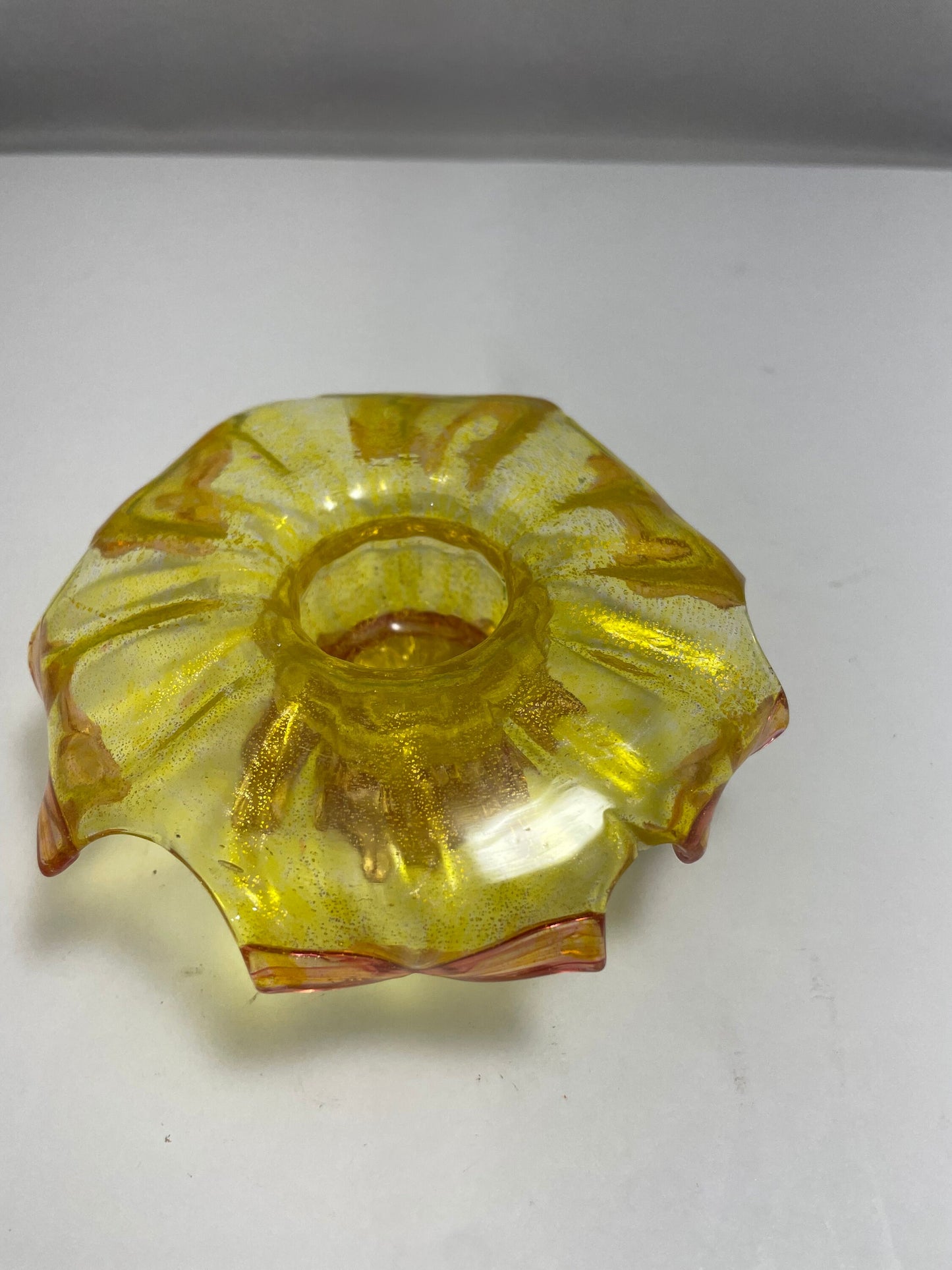 Vintage Yellow and Orange Flower Petal Shaped Murano Dish | Home Decor