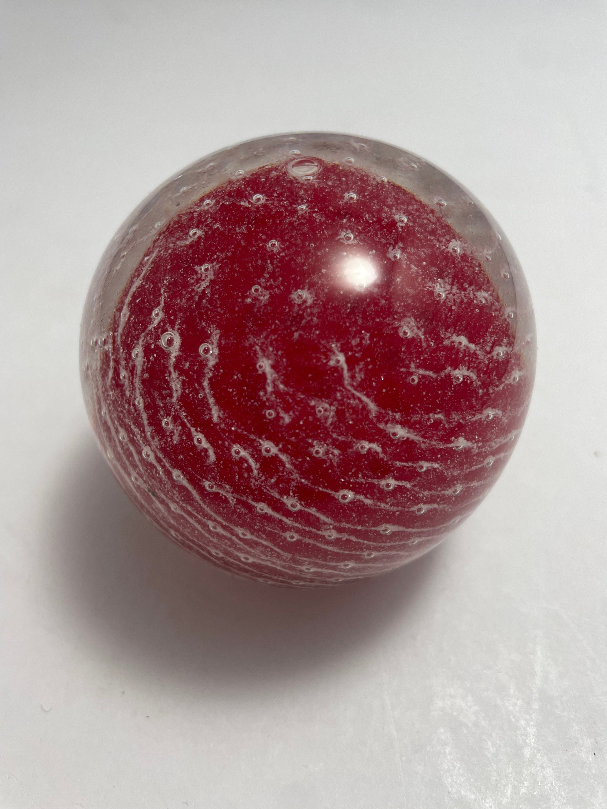 Vintage Lefton Red White Swirl Paperweight