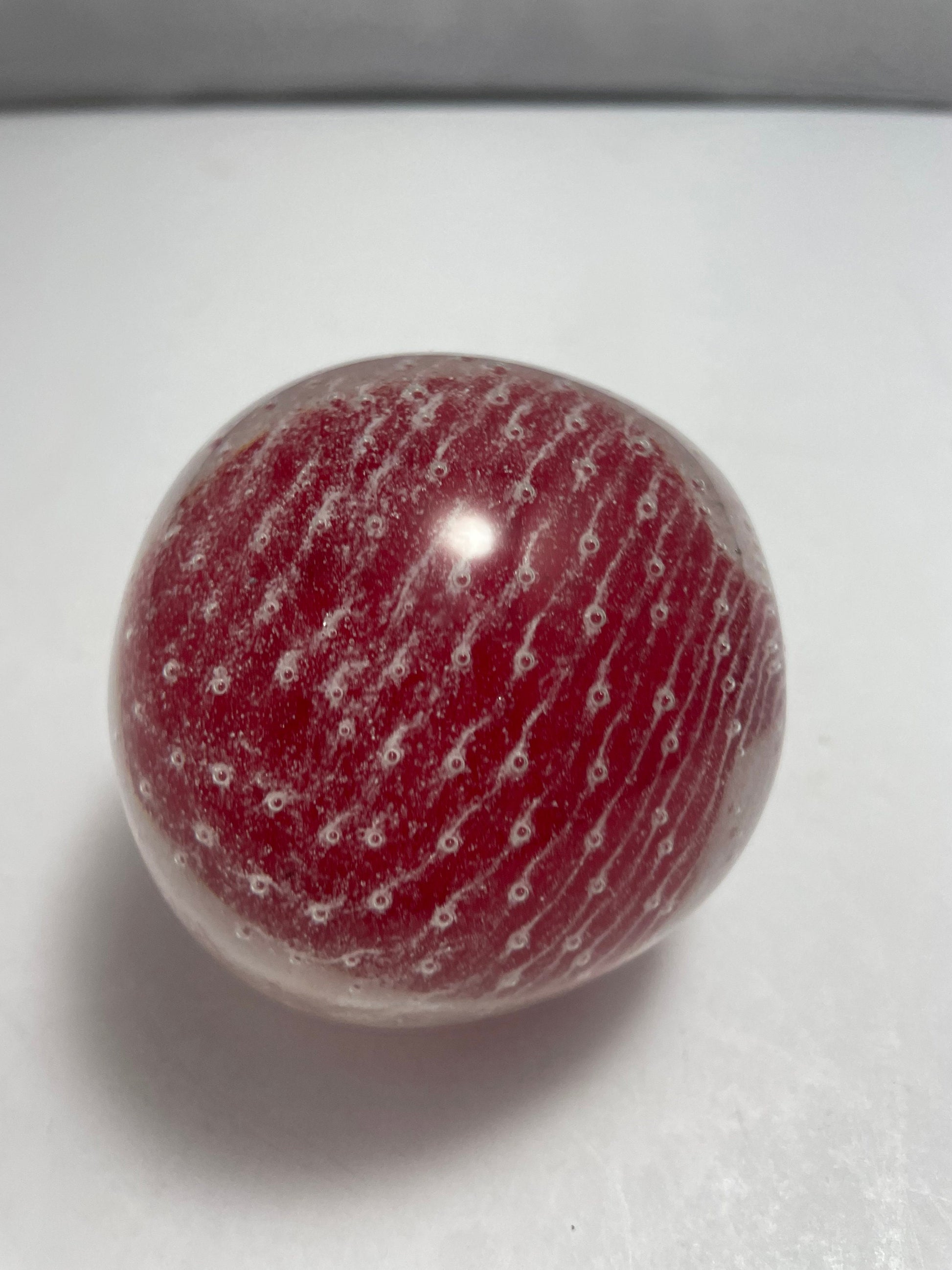 Vintage Lefton Red White Swirl Paperweight