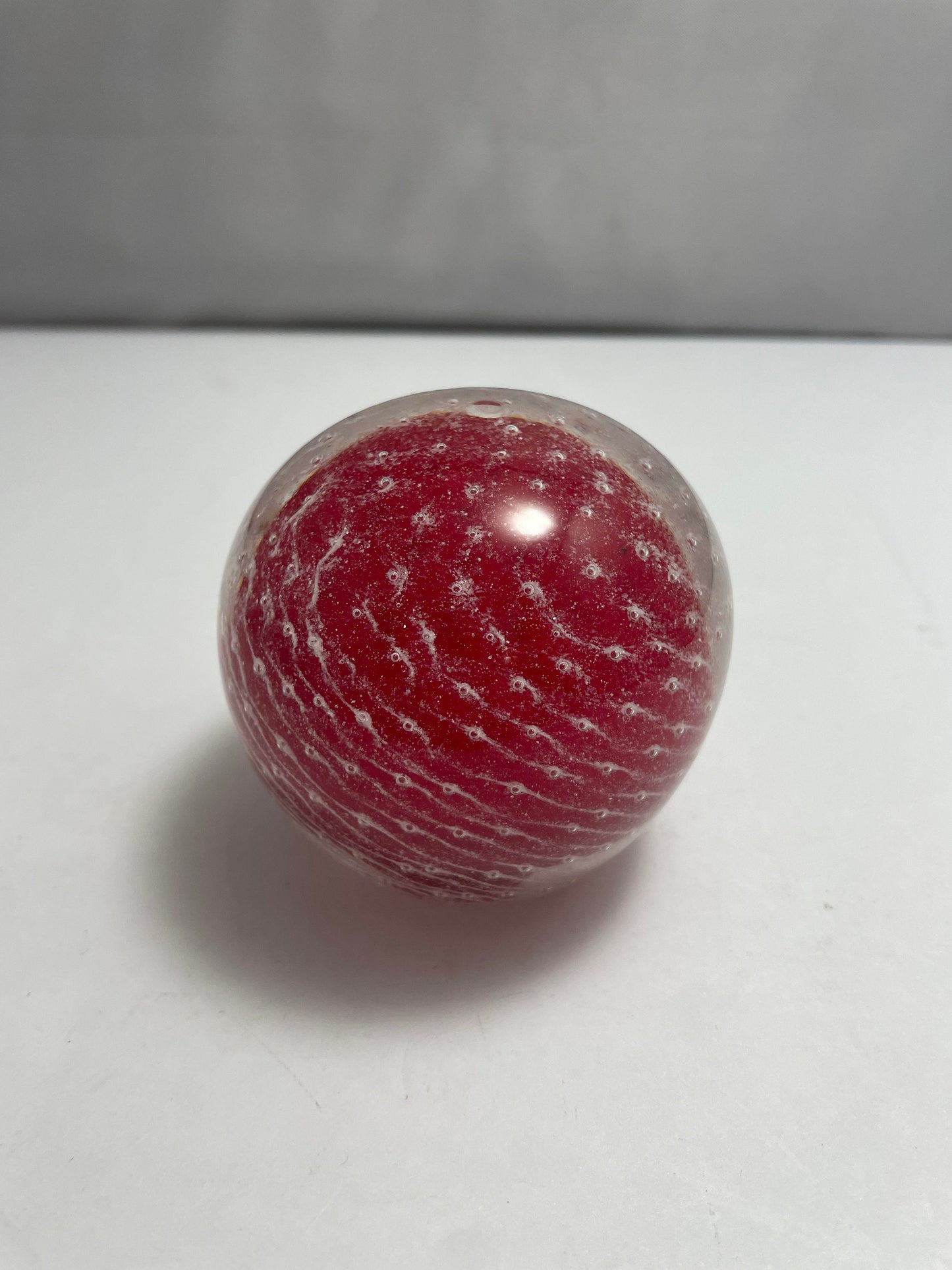 Vintage Lefton Red White Swirl Paperweight