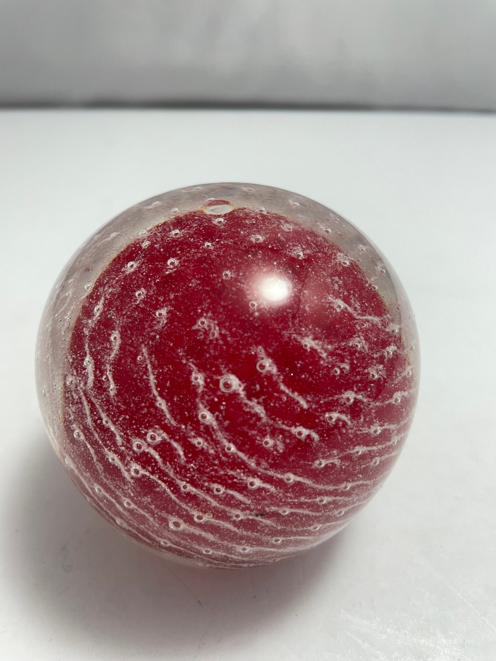 Vintage Lefton Red White Swirl Paperweight