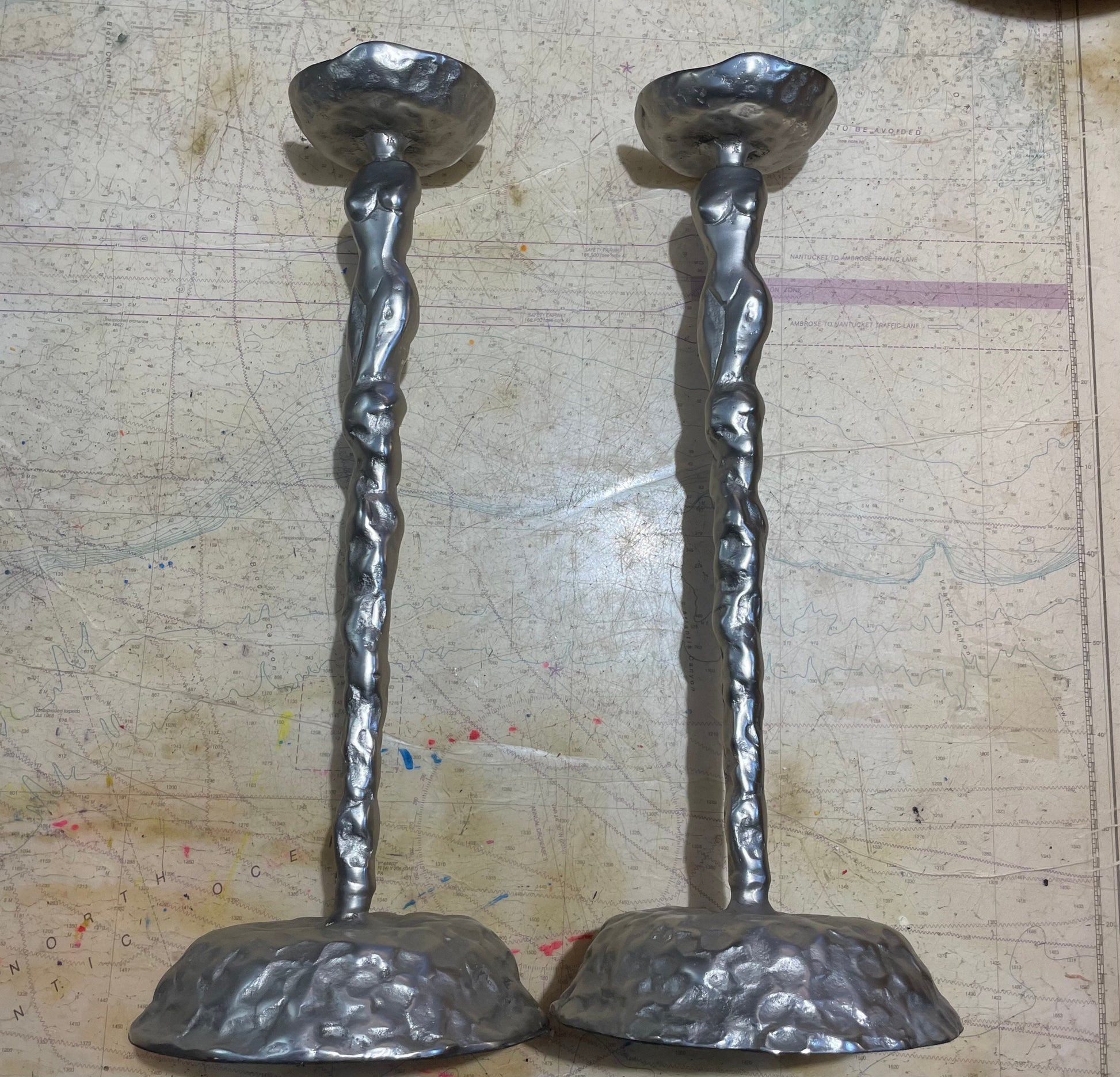 Vintage Metal Candlestick Pair