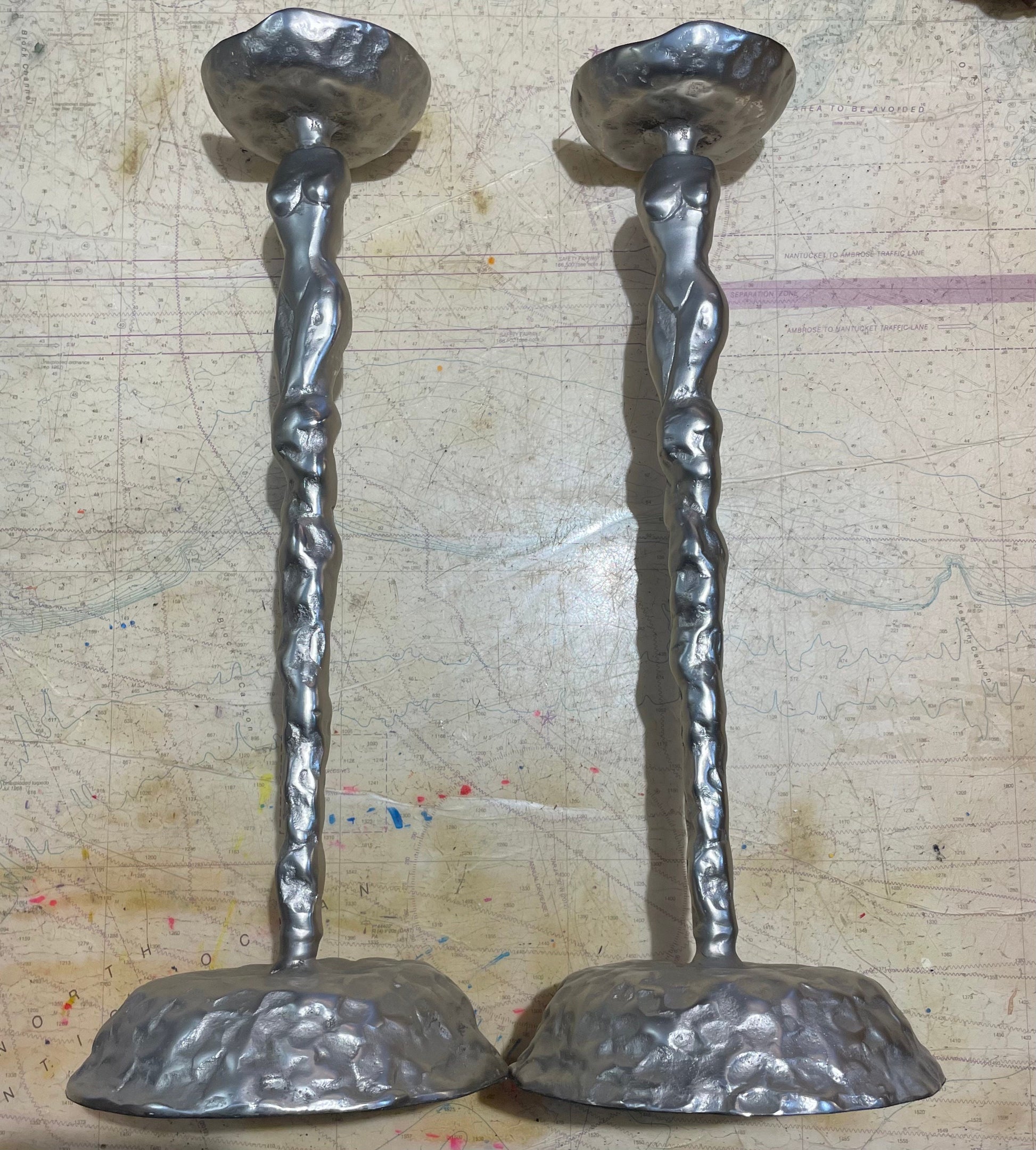 Vintage Metal Candlestick Pair