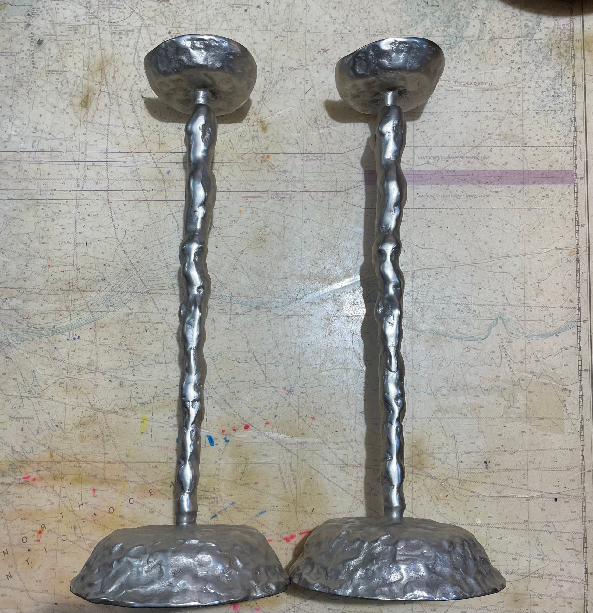 Vintage Metal Candlestick Pair