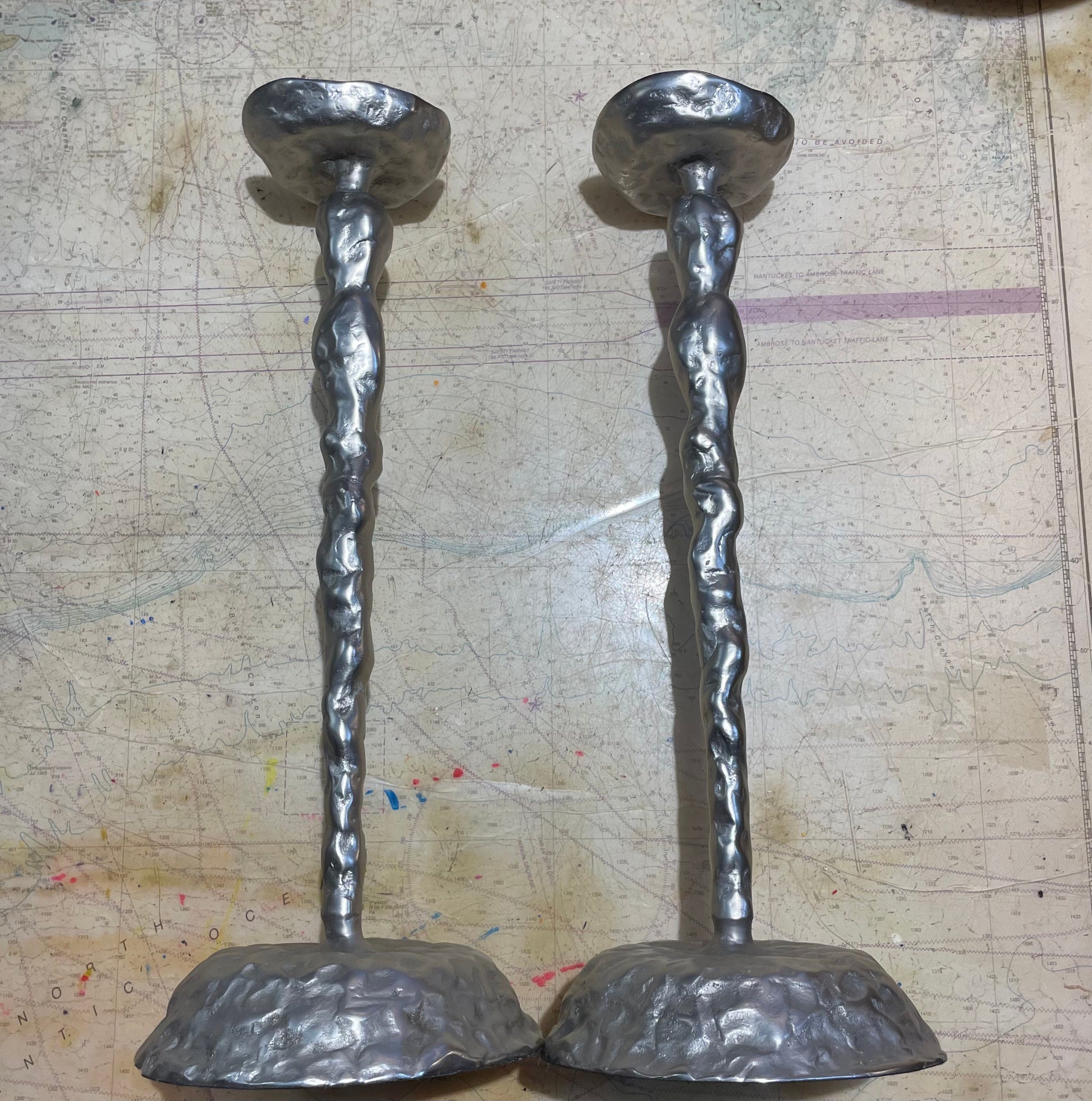 Vintage Metal Candlestick Pair