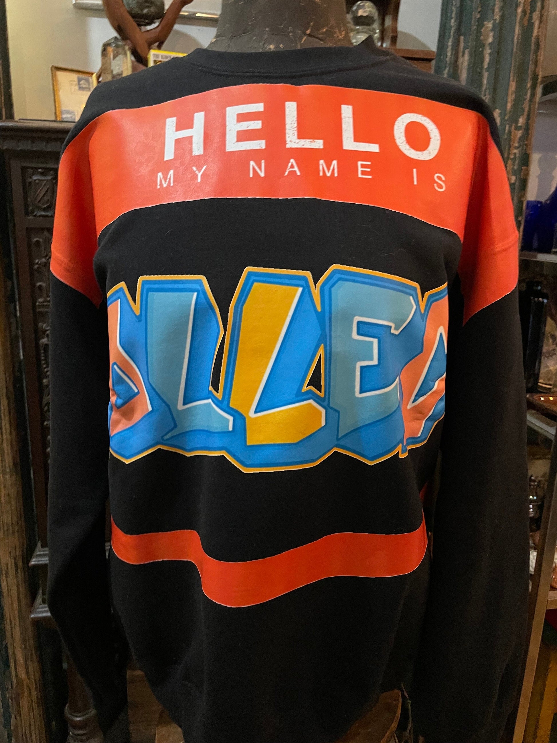 Collect Crewneck Sweatshirt with 'Hello My Name is' and 'Collect' Graphics