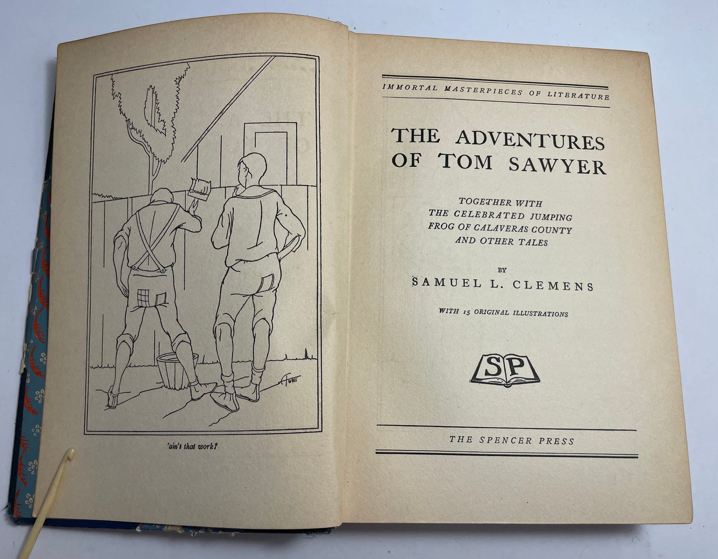 Immortal Masterpieces of Literature, The Adventures of Tom Sawyer by Samuel L. Clemens, Classic 1930's Tales, Vintage Literature