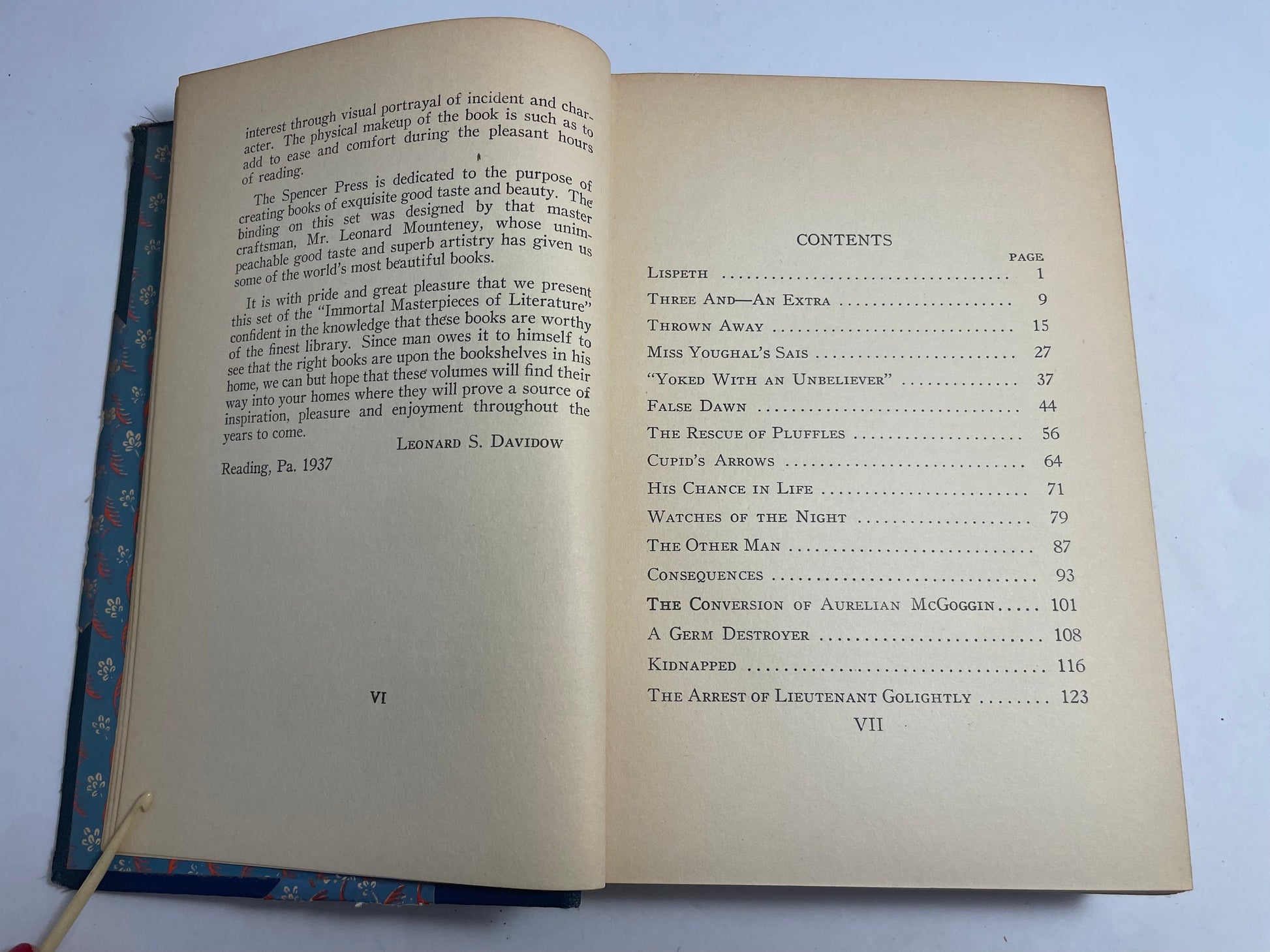 Immortal Masterpieces of Literature, Plain Tales From the Hills by Rudyard Kipling , Collectible Vintage Novel, Collectors Novel