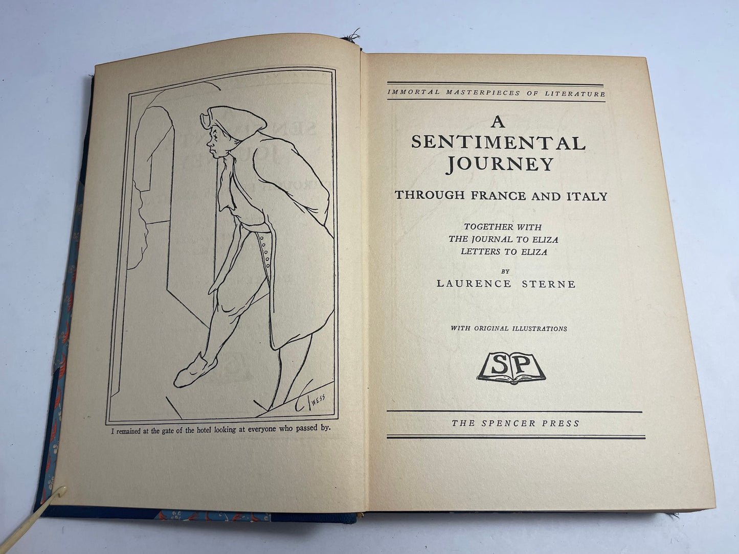 Immortal Masterpieces of Literature, A Sentimental Journey, Through France and Italy by Laurence Sterne, Vintage Collectibles, Literature