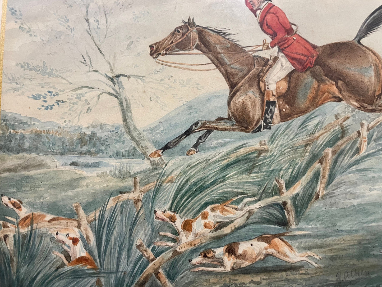 The Hunt By Henry Gordon Alken British 1785-1850, Watercolor Painting, Samuel Alken Junior, Sporting Artwork, Antique Painting