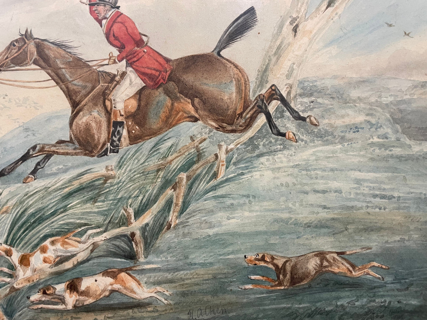 The Hunt By Henry Gordon Alken British 1785-1850, Watercolor Painting, Samuel Alken Junior, Sporting Artwork, Antique Painting