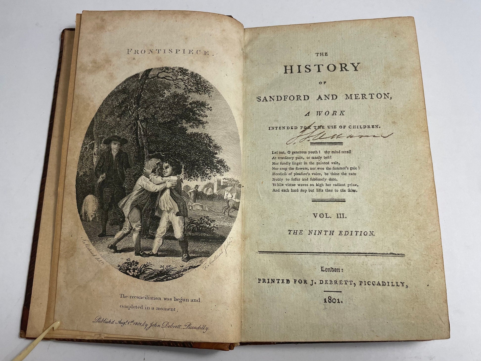 The History of Sandford and Merton by Thomas Day, Vol. III., 1900's Antique Book, Rare Book, Children's Book, Illustrated 19th Century Book