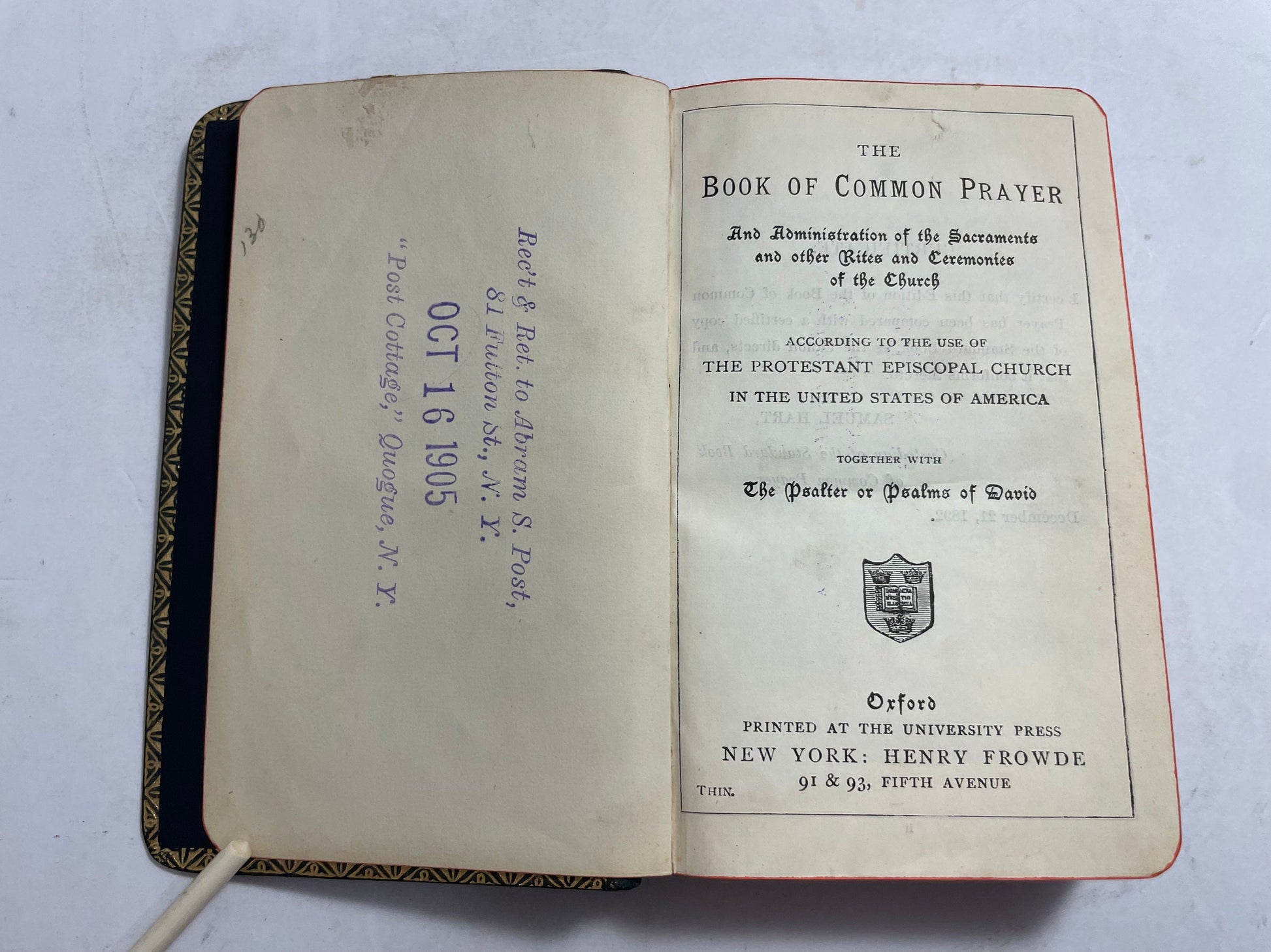 The Book of Common Prayer and Administration of the Sacraments and other Rites and Ceremonies of the Church, Published in 1800's