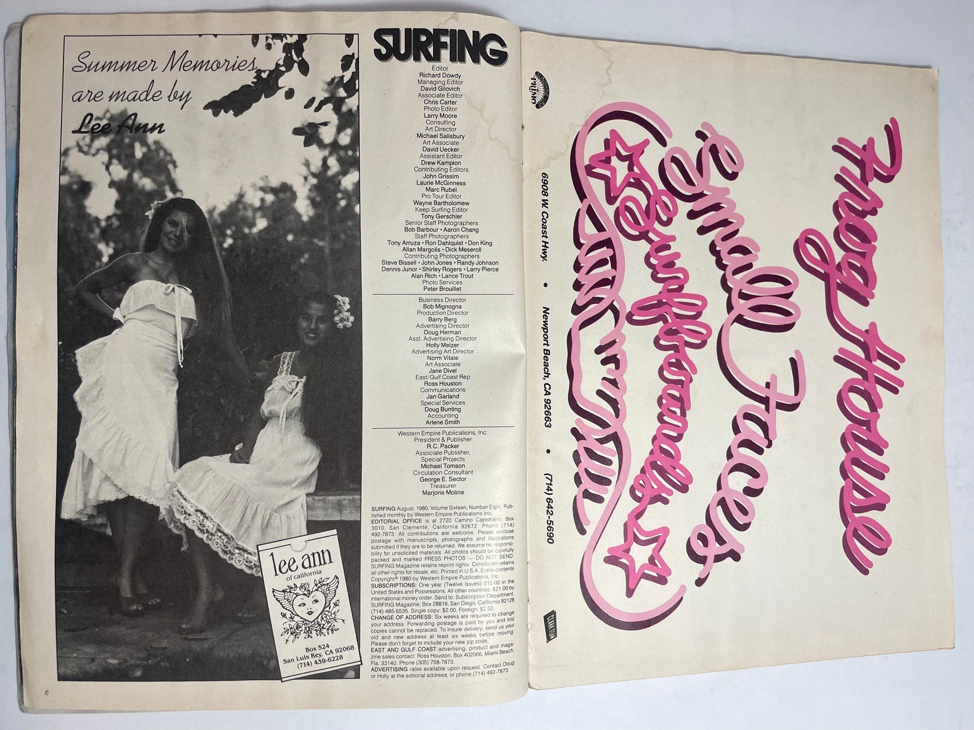 1980 August Surfing Magazine, Vintage Surfing Collectible, 80's Sports Memorabilia