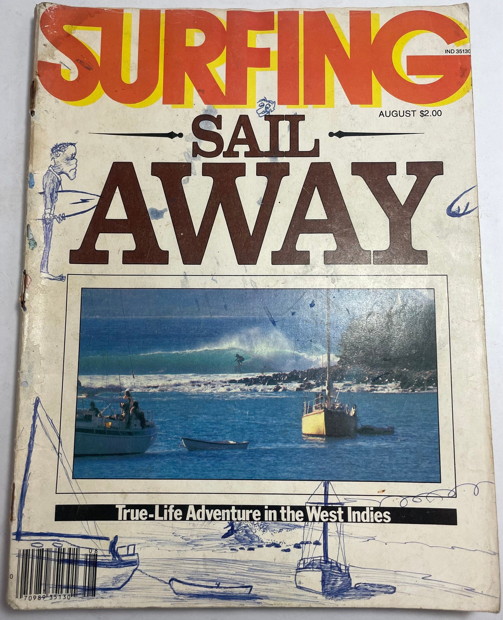 1980 August Surfing Magazine, Vintage Surfing Collectible, 80's Sports Memorabilia