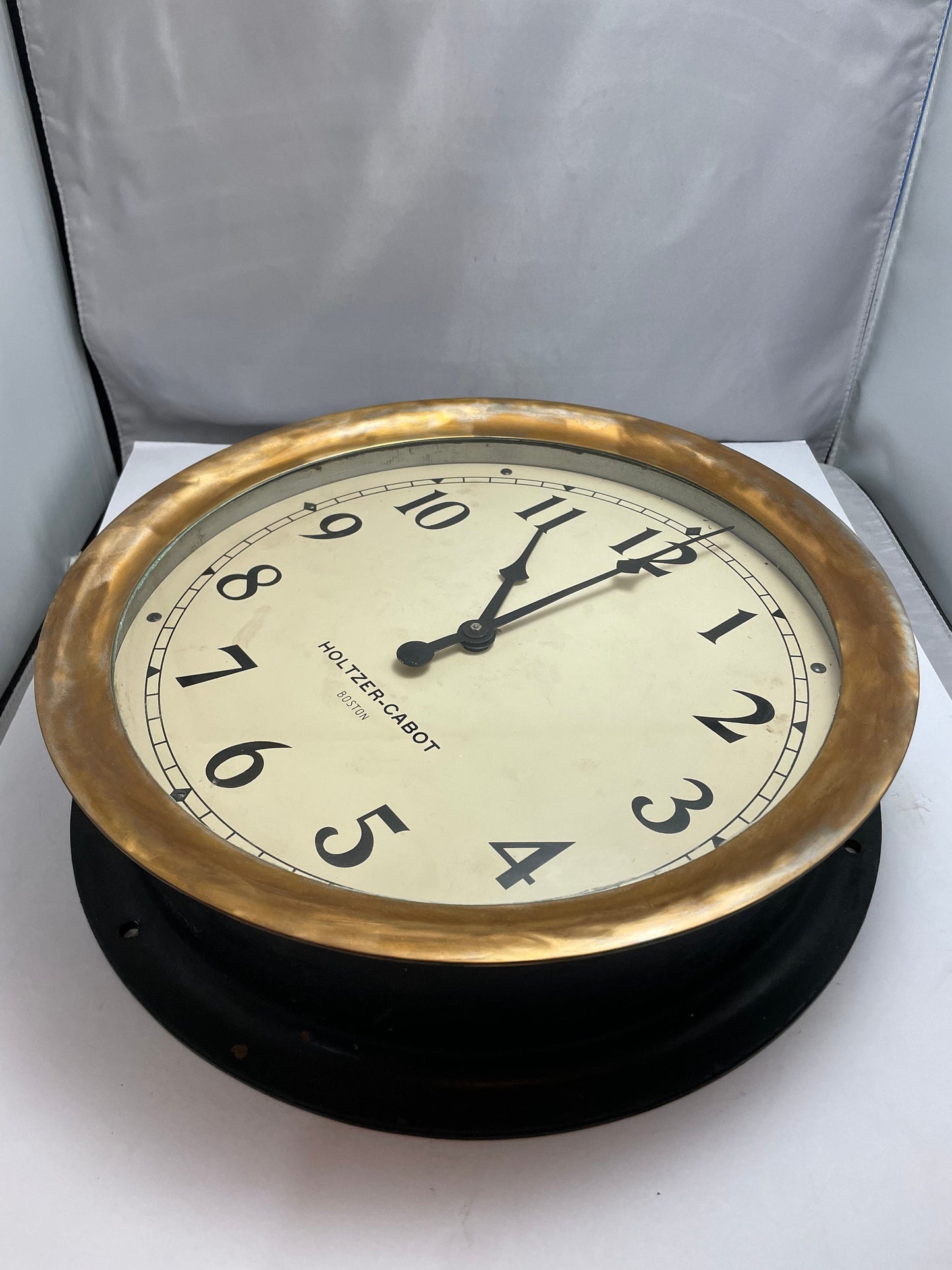 Vintage Holtzer-Cabot Boston Clock Steel with Brass Rim