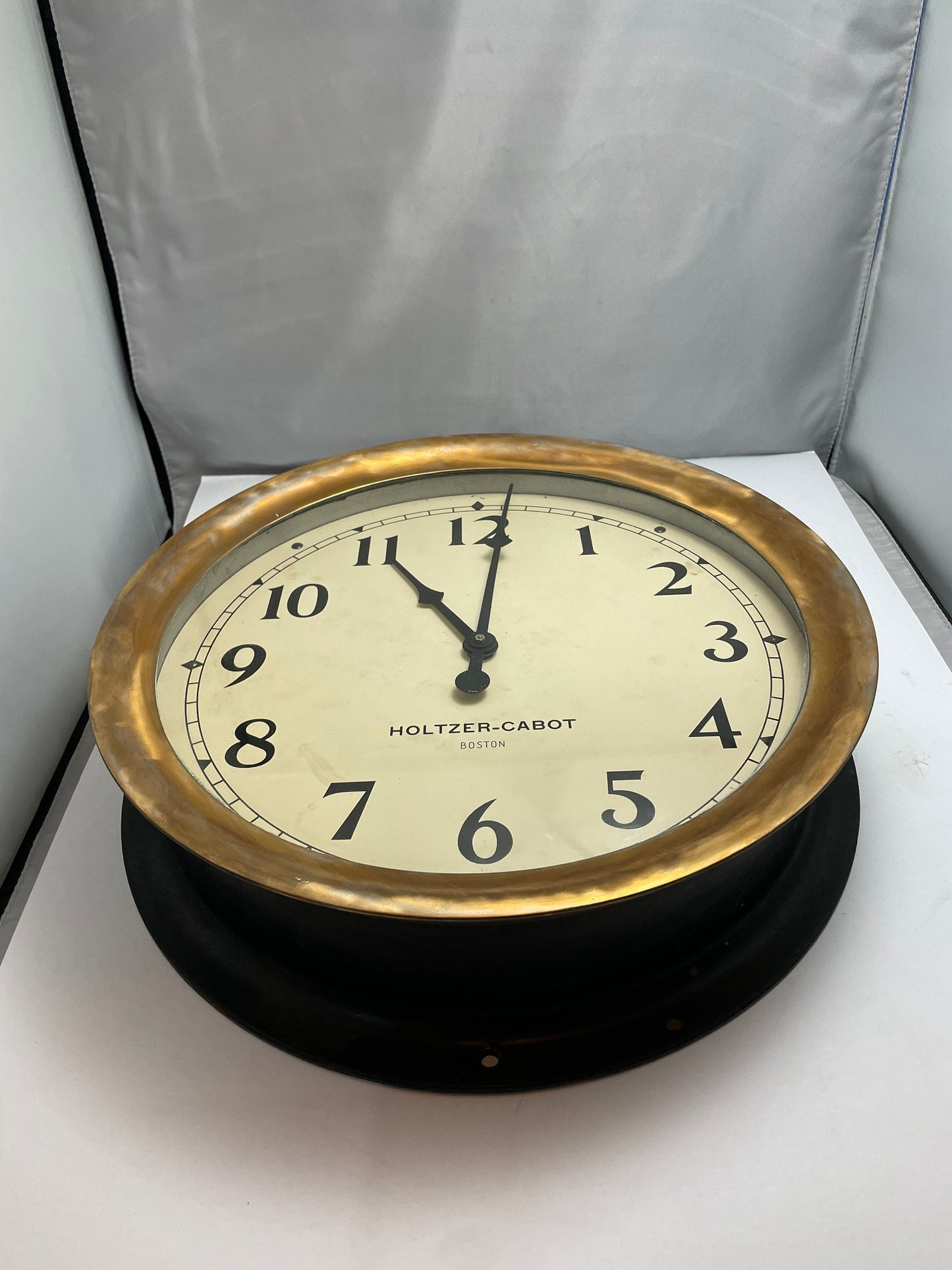 Vintage Holtzer-Cabot Boston Clock Steel with Brass Rim