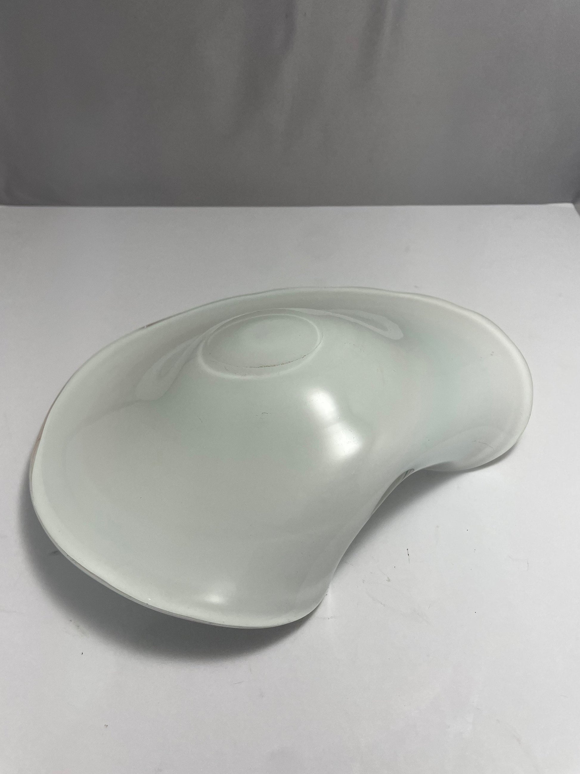 Vintage Blue, Pink, Brown, and White Cotton Candy Swirl Murano Glass Dish | Home Decor