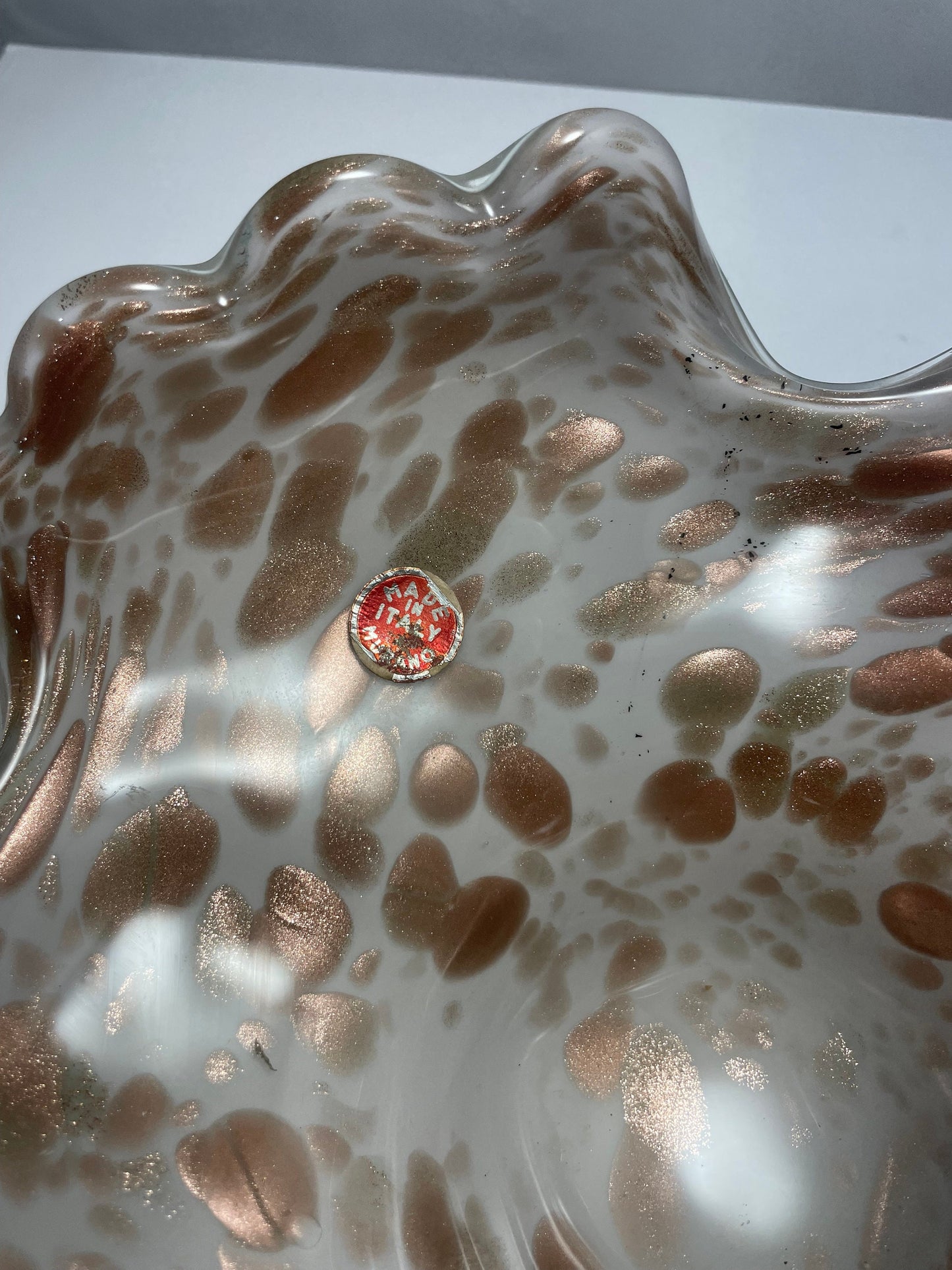 Vintage Speckled Copper Aventurine Murano Glass Dish | Home Decor