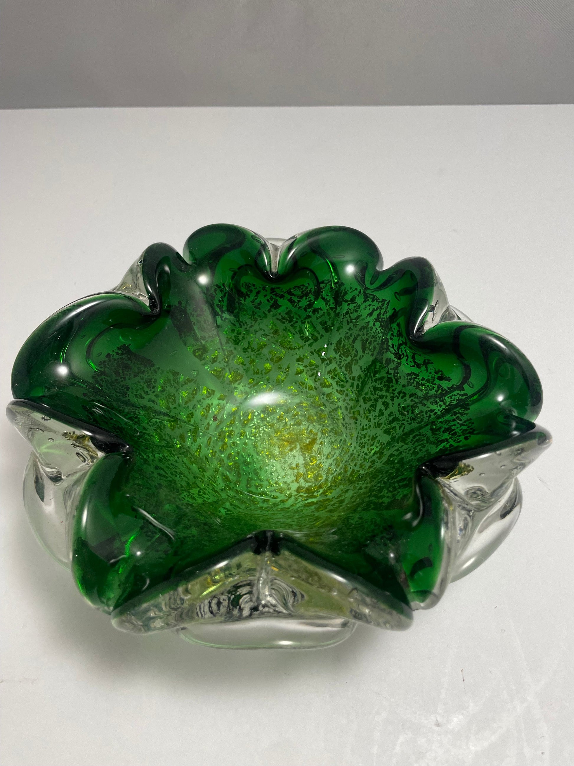 Vintage Murano Glass Green Bowl