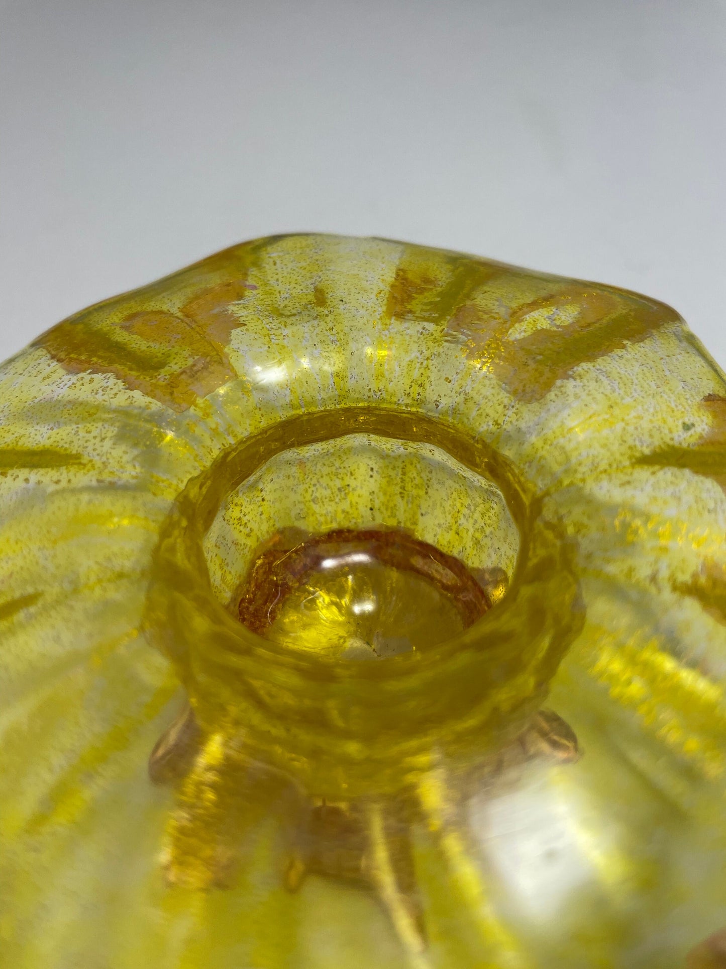 Vintage Yellow and Orange Flower Petal Shaped Murano Dish | Home Decor