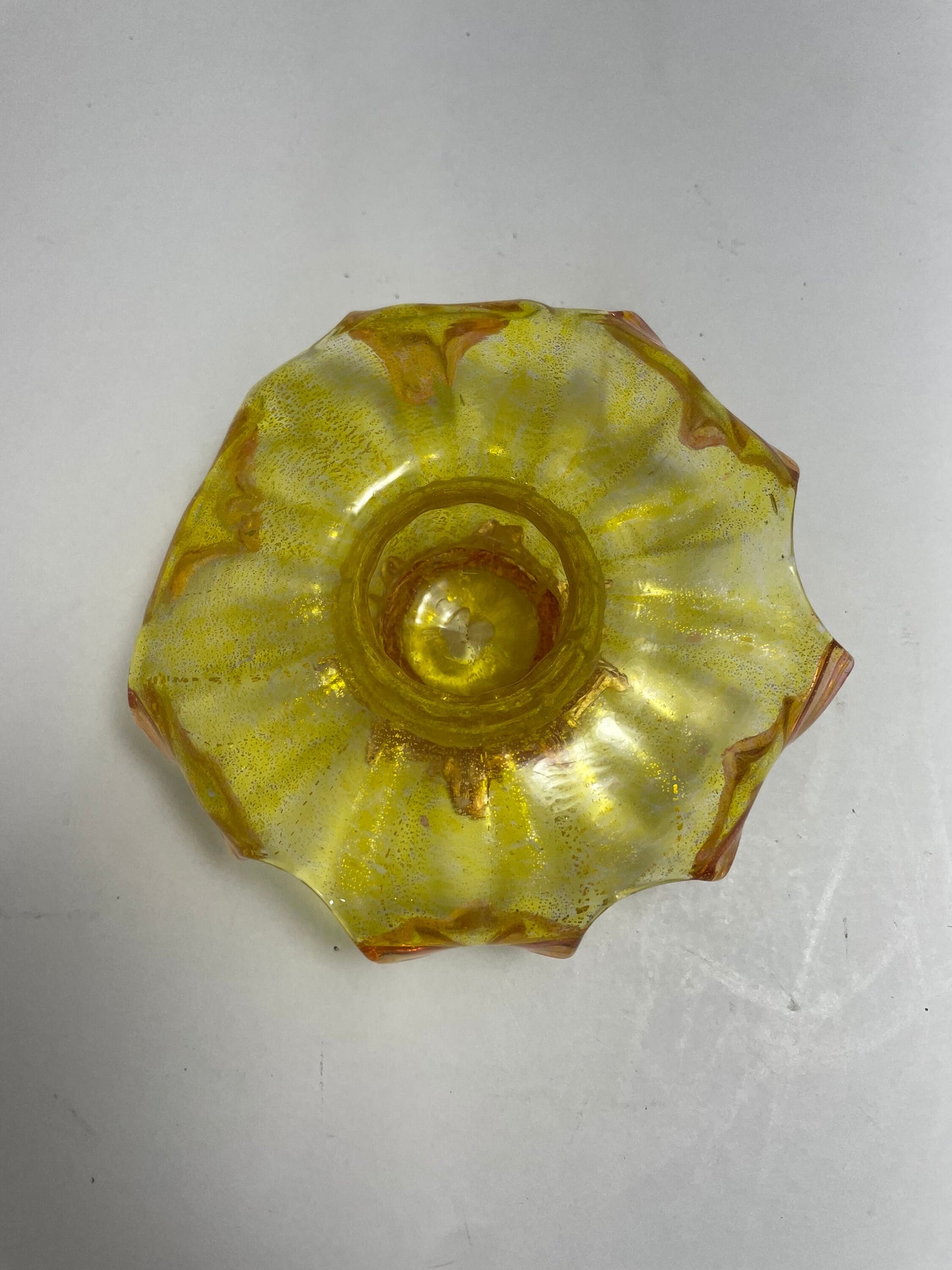 Vintage Yellow and Orange Flower Petal Shaped Murano Dish | Home Decor