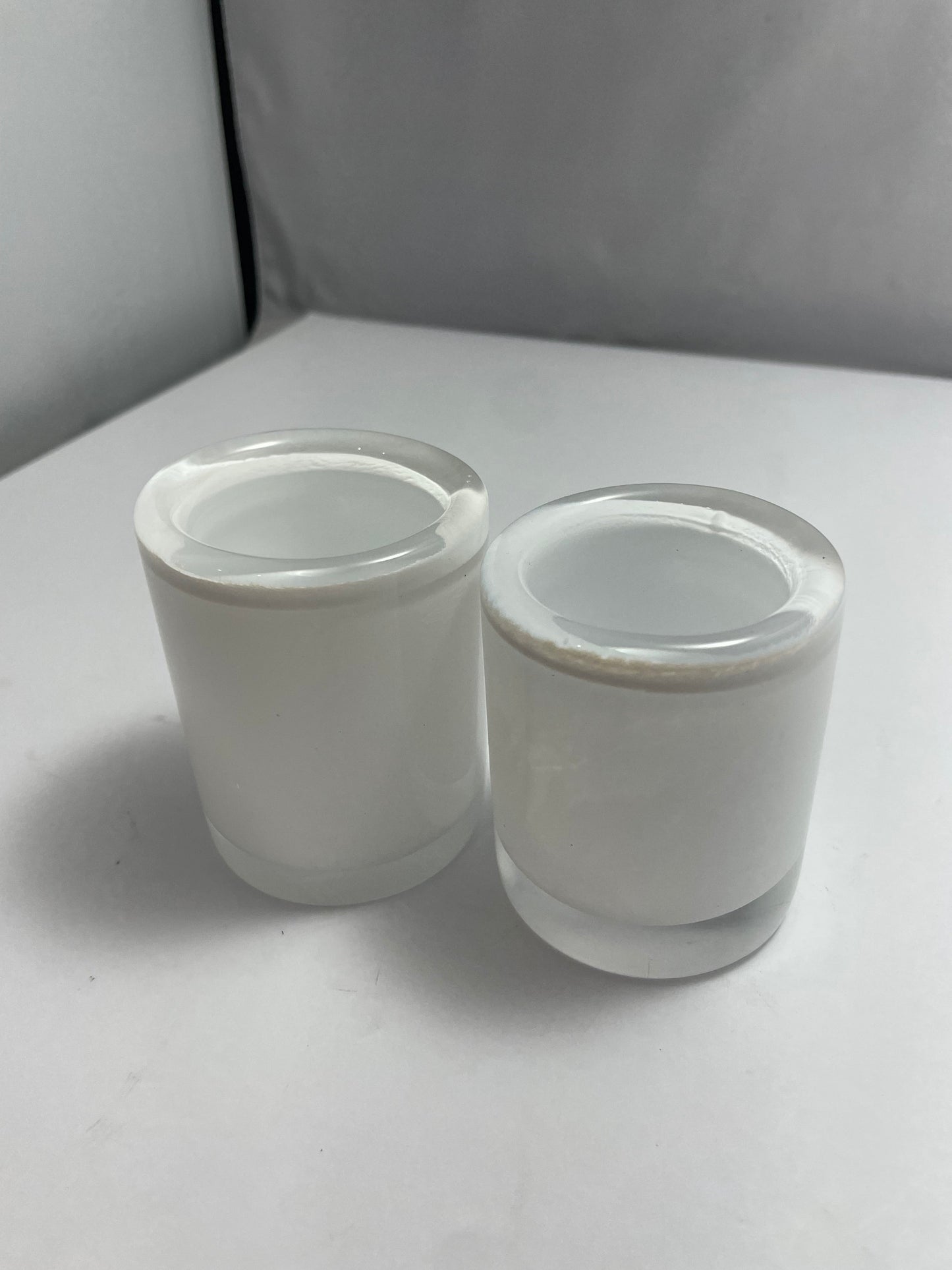 White Murano Glass Candle Holders