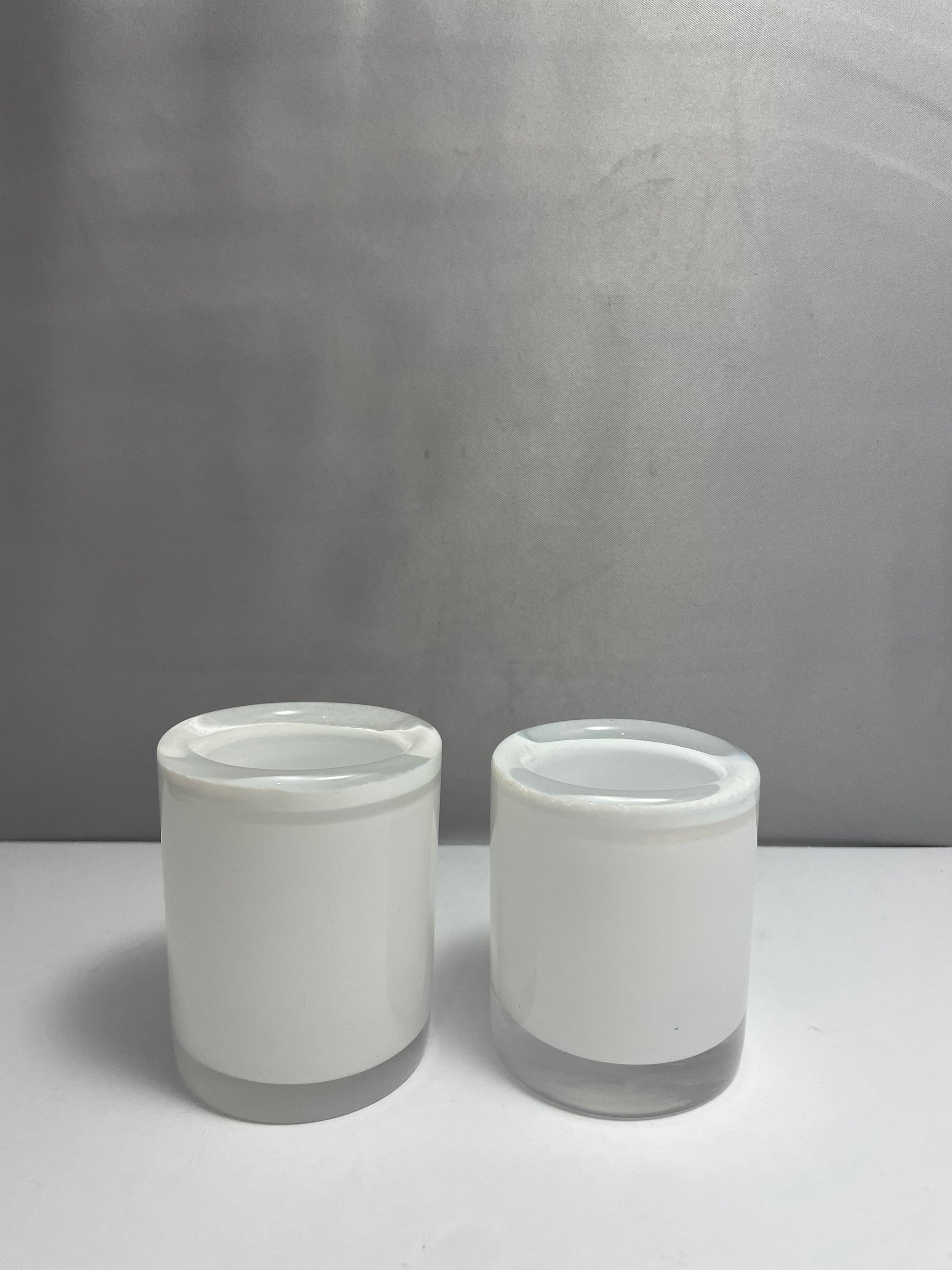 White Murano Glass Candle Holders